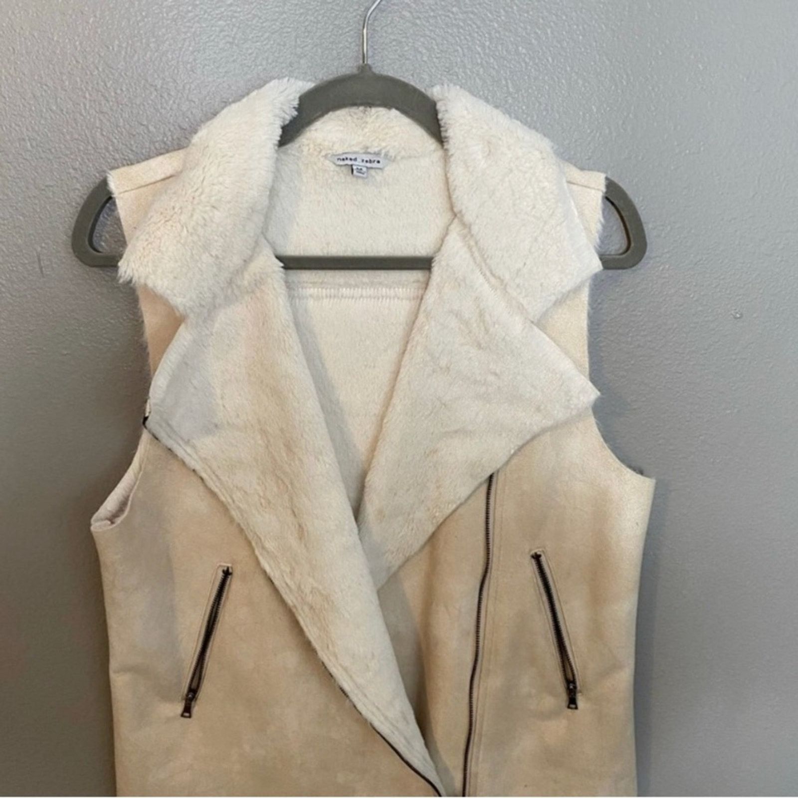 Other Cozy Winter White Faux Shearling Moto Vest Naked Zebra M Size M / US 6-8 / IT 42-44 - 6 Thumbnail