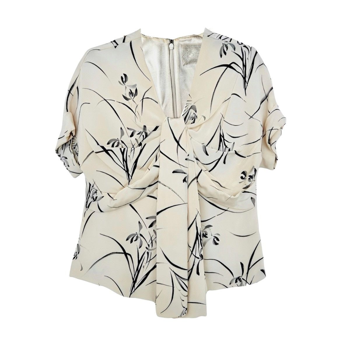Dior Christian Dior Oriental Painted Floral Draped Silk Blouse Size S / US 4 / IT 40 - 3 Thumbnail