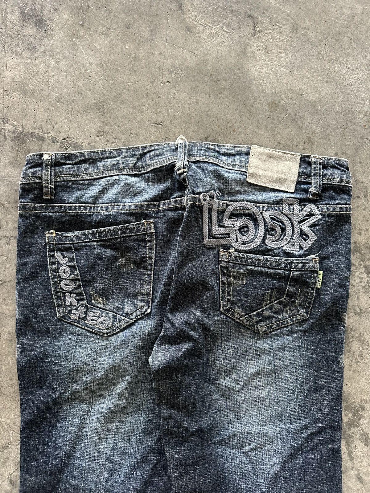 If Six Was Nine Y2K Japanese Whisker Wash Flared Jeans Size 33" - 11 Thumbnail