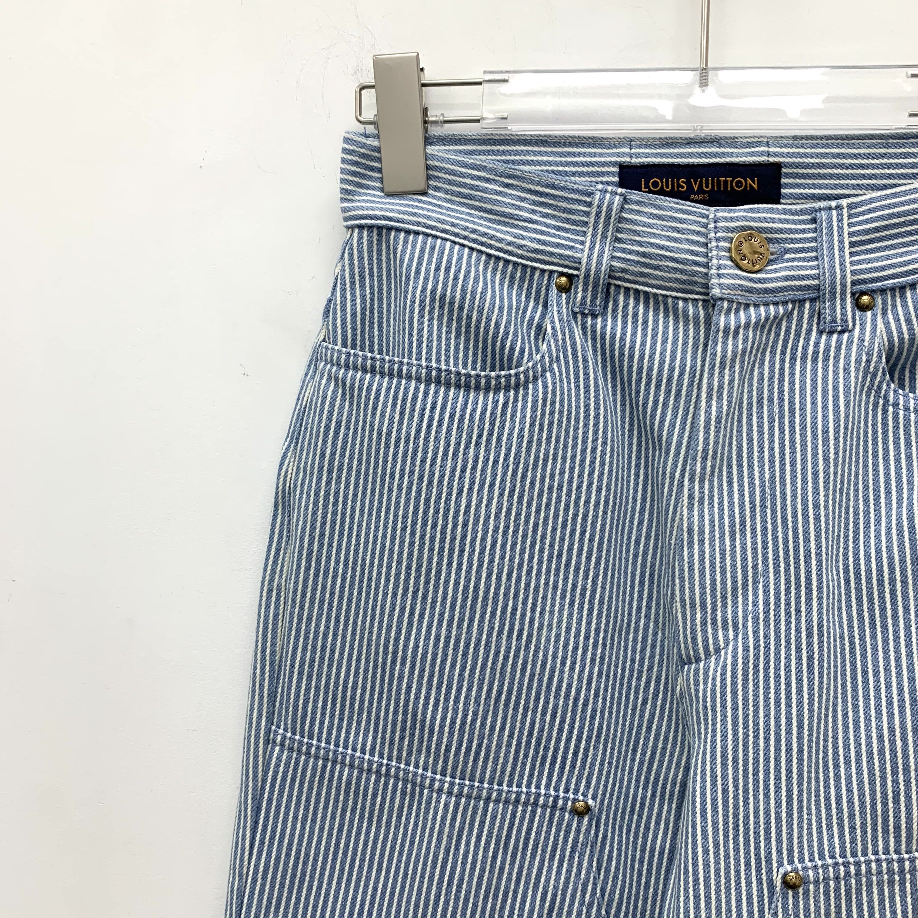 Louis Vuitton Louis Vuitton Ink-Print Striped Denim Pants Blue (32) Size 24" / US 00 / IT 34 - 5 Thumbnail