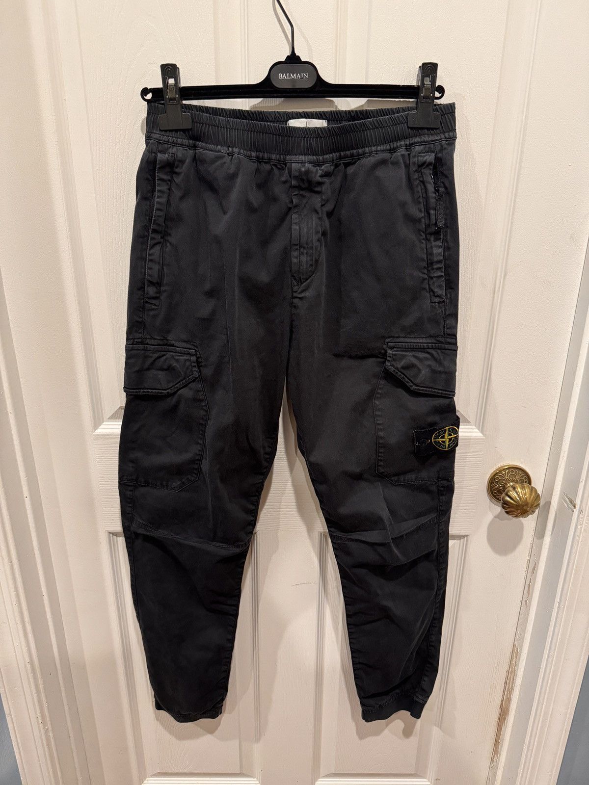 image of Stone Island Navy Cargo Pants Type Re-T Size 30, Men's