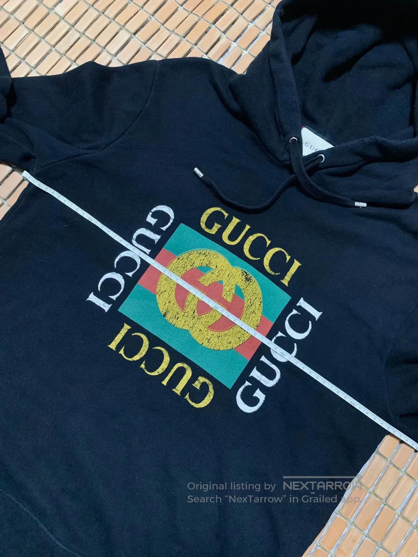 Gucci Gucci Black Distressed Logo Print Hoodie. Size US M / EU 48-50 / 2 - 7 Thumbnail