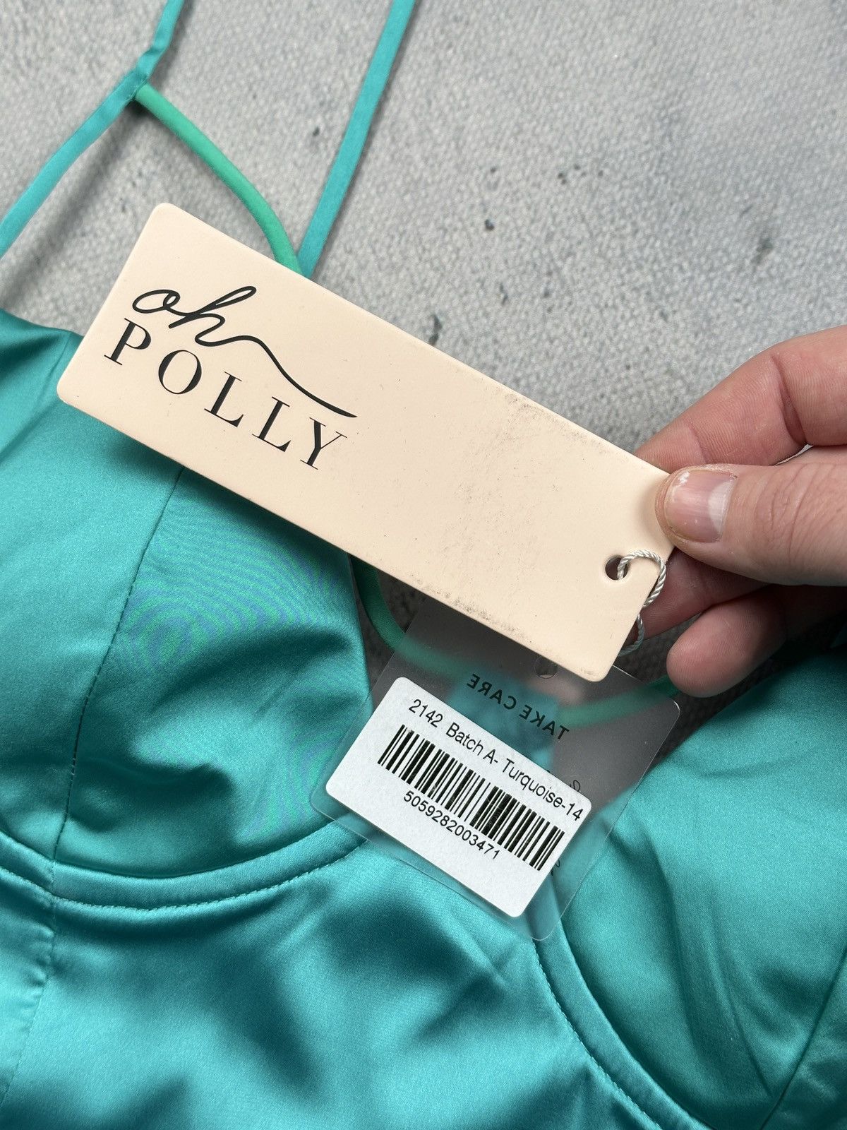 Other Oh Polly Turquoise Satin Bodycon Mini Dress With Bustier Top Size L / US 10 / IT 46 - 10 Thumbnail