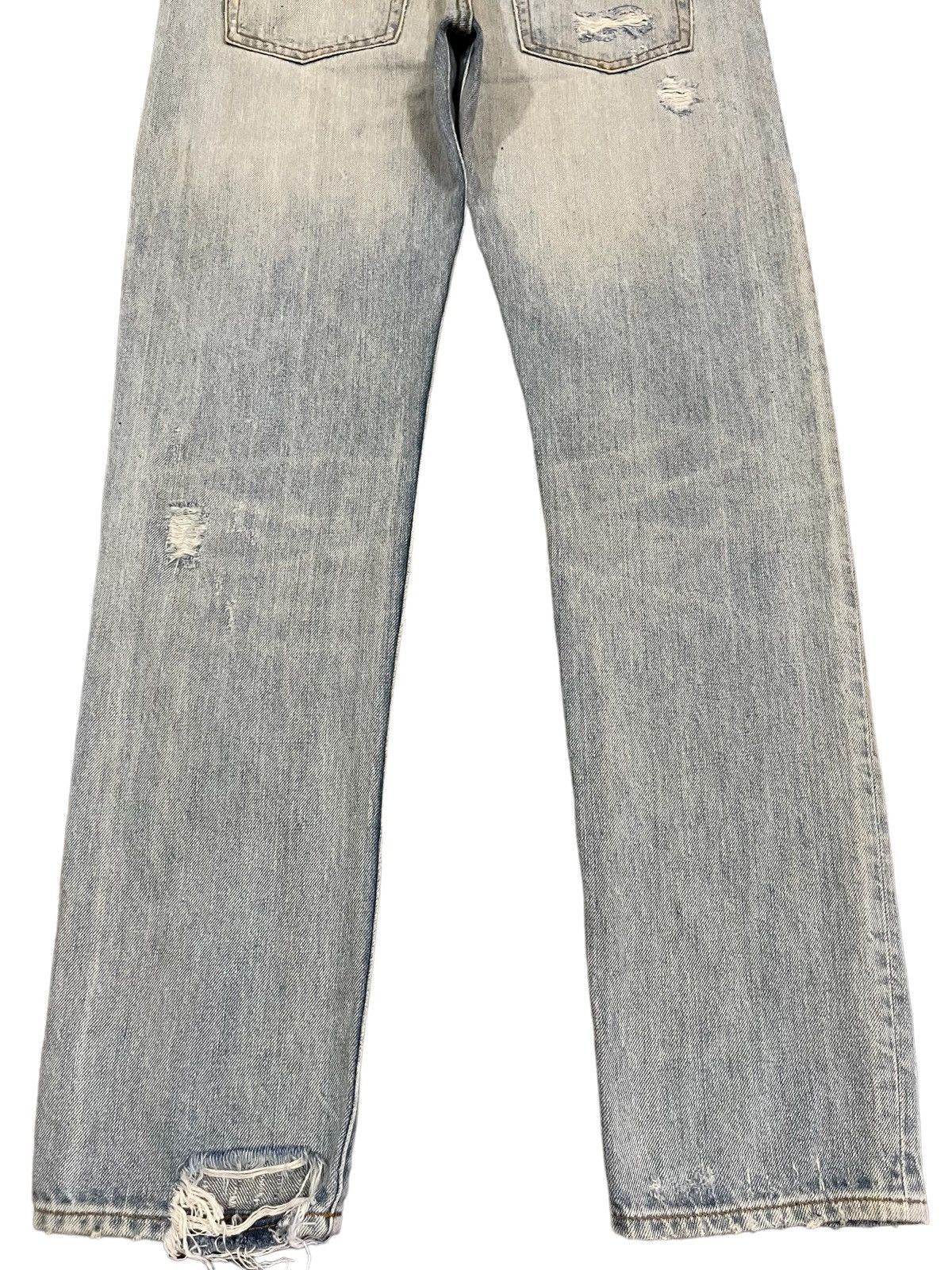 Designer Vintage Light Blue Heavy Distressed Regular Straight Jeans Size US 30 / EU 46 - 6 Thumbnail
