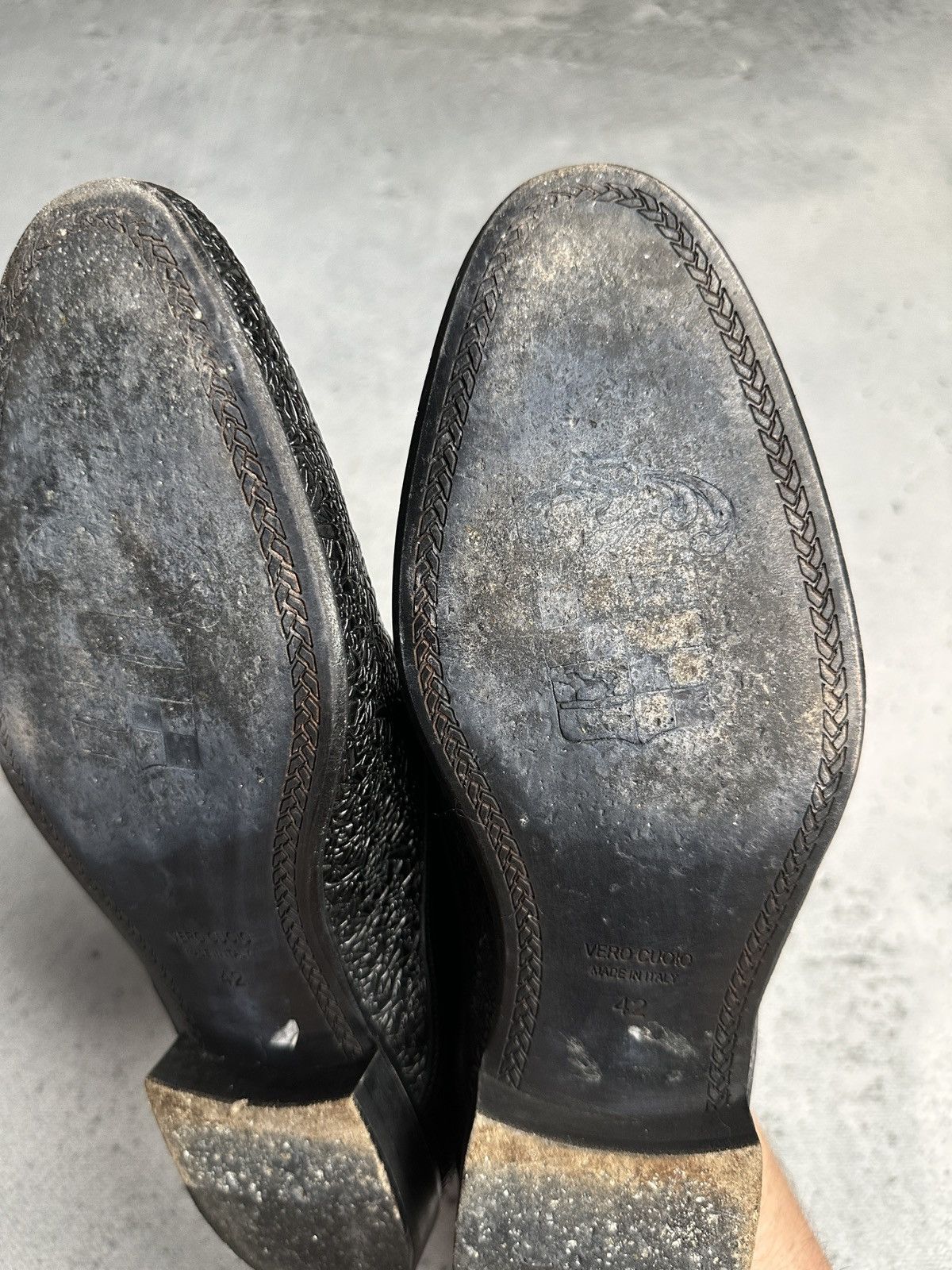 Genuine Leather Eveet Made in Italy Textured Black Derby Shoes Vero Cuoio Size US 9 / EU 42 - 17 Thumbnail