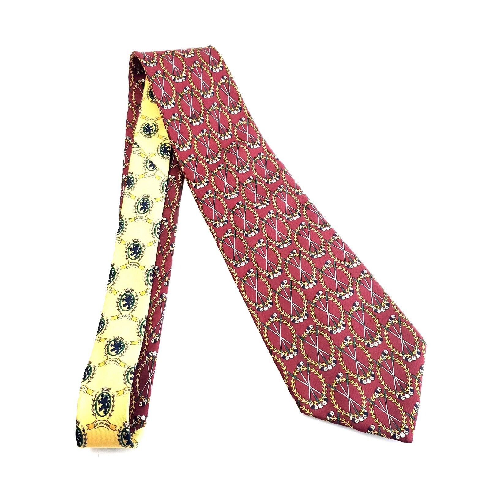 Tommy Hilfiger Tommy Hilfiger Red Yellow Golf Print Wide Italian Silk Tie Size ONE SIZE - 7 Thumbnail