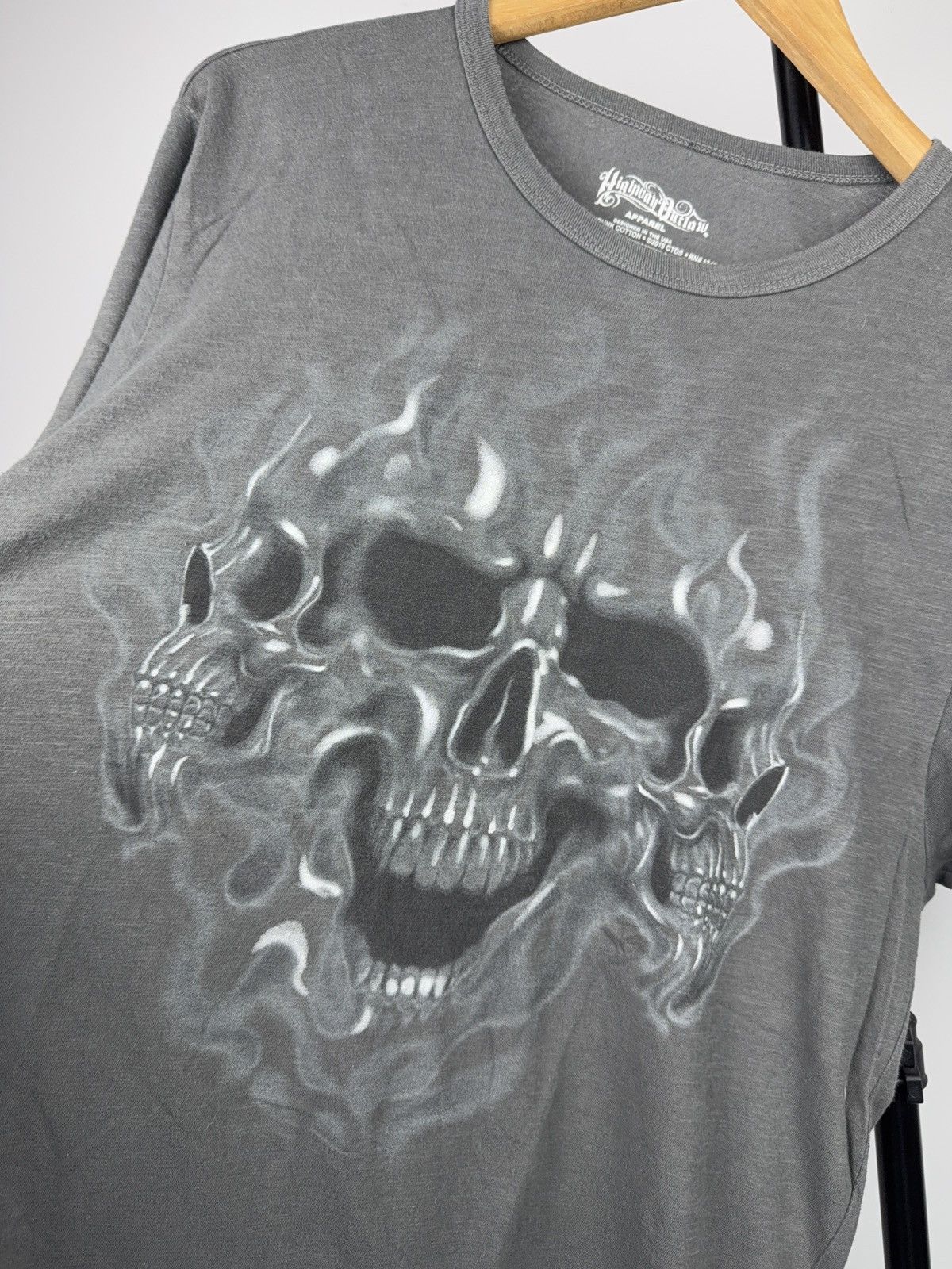 Vintage 00s Highway To Hell Triple Skull Graphic USA Biker T-Shirt L Size US L / EU 52-54 / 3 - 4 Thumbnail