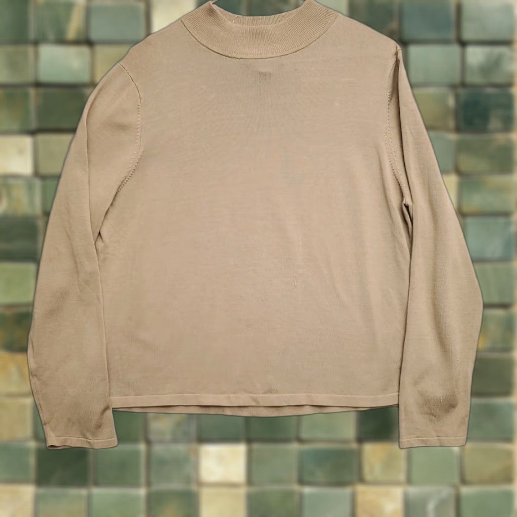Pendleton VINTAGE Pendleton Sweater Womens XS Tan Mock Neck Silk Blend Long Sleeve Minimalist Size S / US 4 / IT 40 - 1 Thumbnail