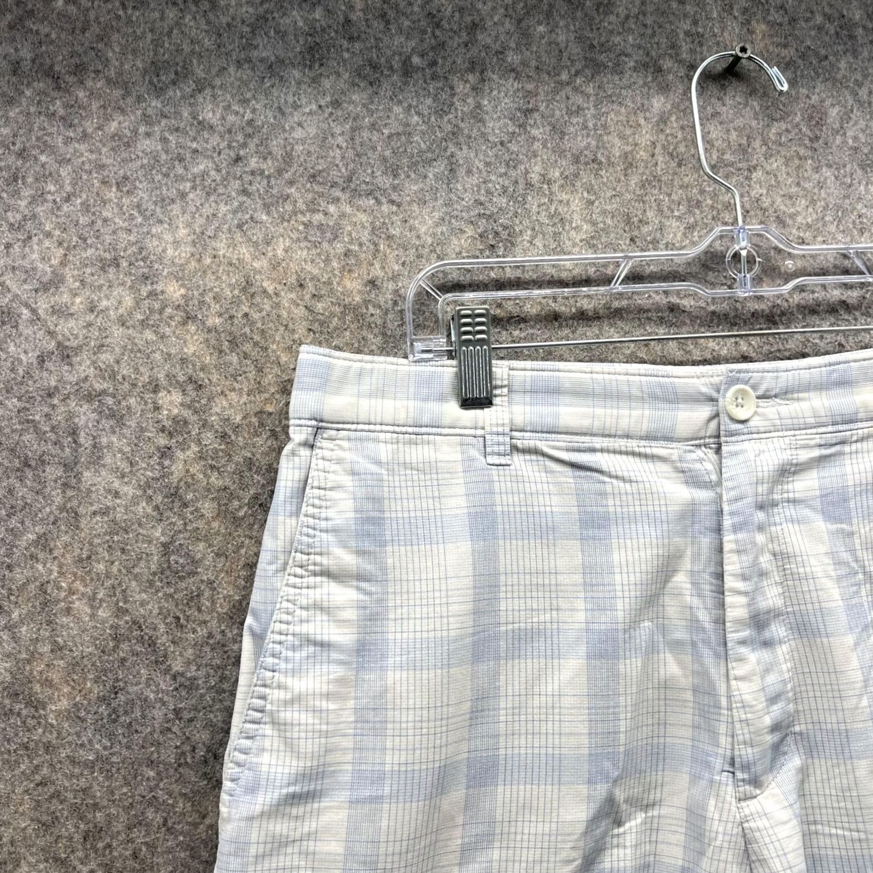 Vintage Greg Norman Shorts Men 32 Blue Chino Polyester Spandex Glen Check Flat Front Size US 32 / EU 48 - 3 Thumbnail