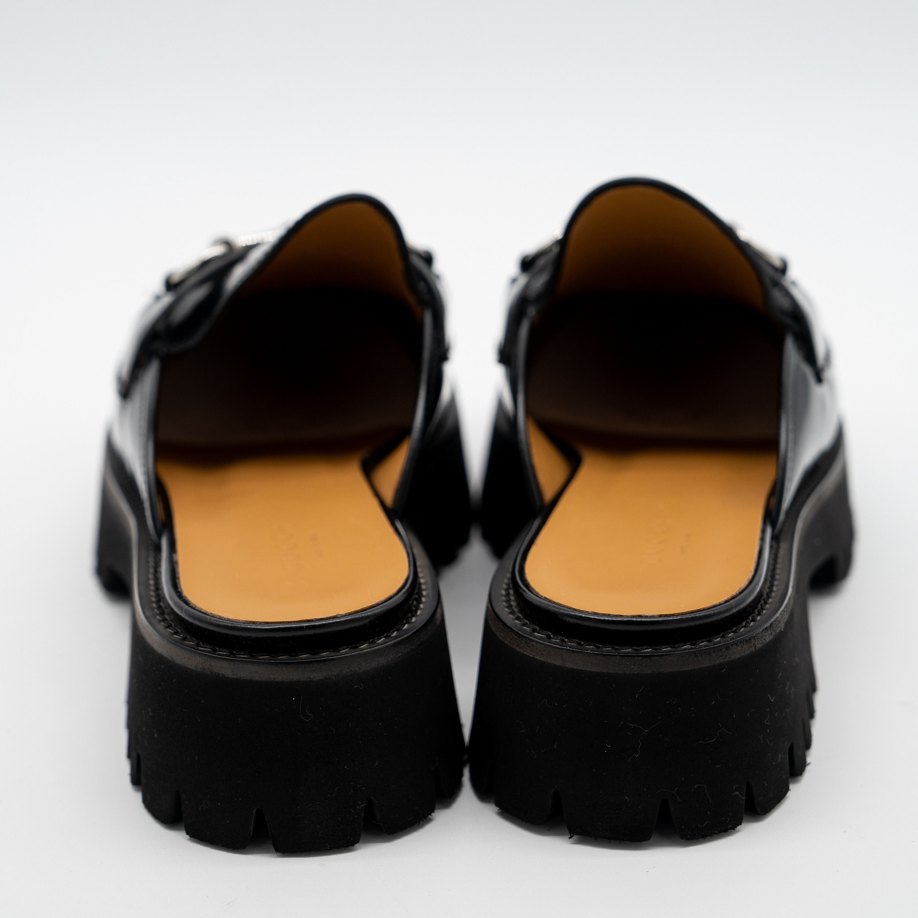 Gucci 40G Gucci Mules Platform Horsebit Black Leather Lug Sole Size US 10 / IT 40 - 5 Thumbnail