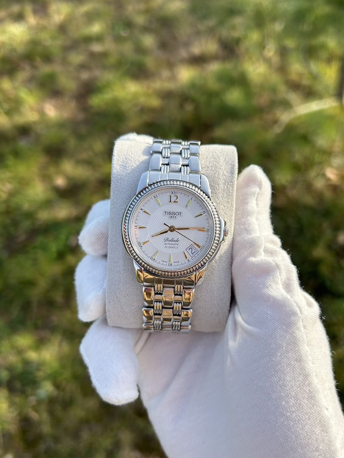 Tissot Ballade Watch Automatic Mechanical Wristwatch 2000S in White, Men's