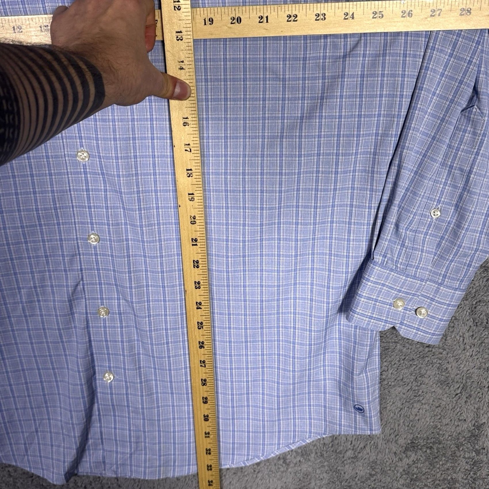 Peter Millar Peter Millar Crown Crafted Shirt Mens XXL Pinetop Performance Sport Windowpane Blue Size US XXL / EU 58 / 5 - 7 Thumbnail
