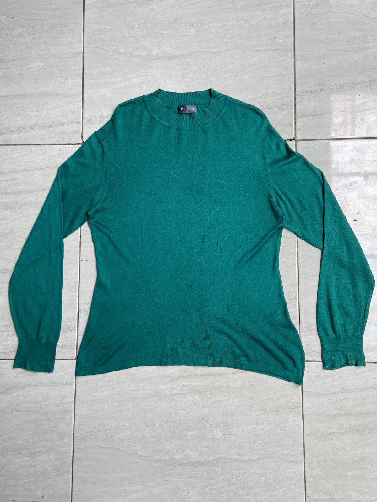 Band Tees × Designer × Japanese Brand BJORK Green Knit Sweater Size US XS / EU 42 / 0 - 6 Thumbnail
