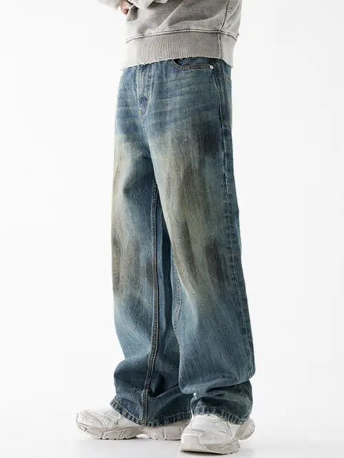 Handmade × Japanese Brand × Jean High street versatile wide leg distressed men's jeans Size US 32 / EU 48 - 2 Thumbnail