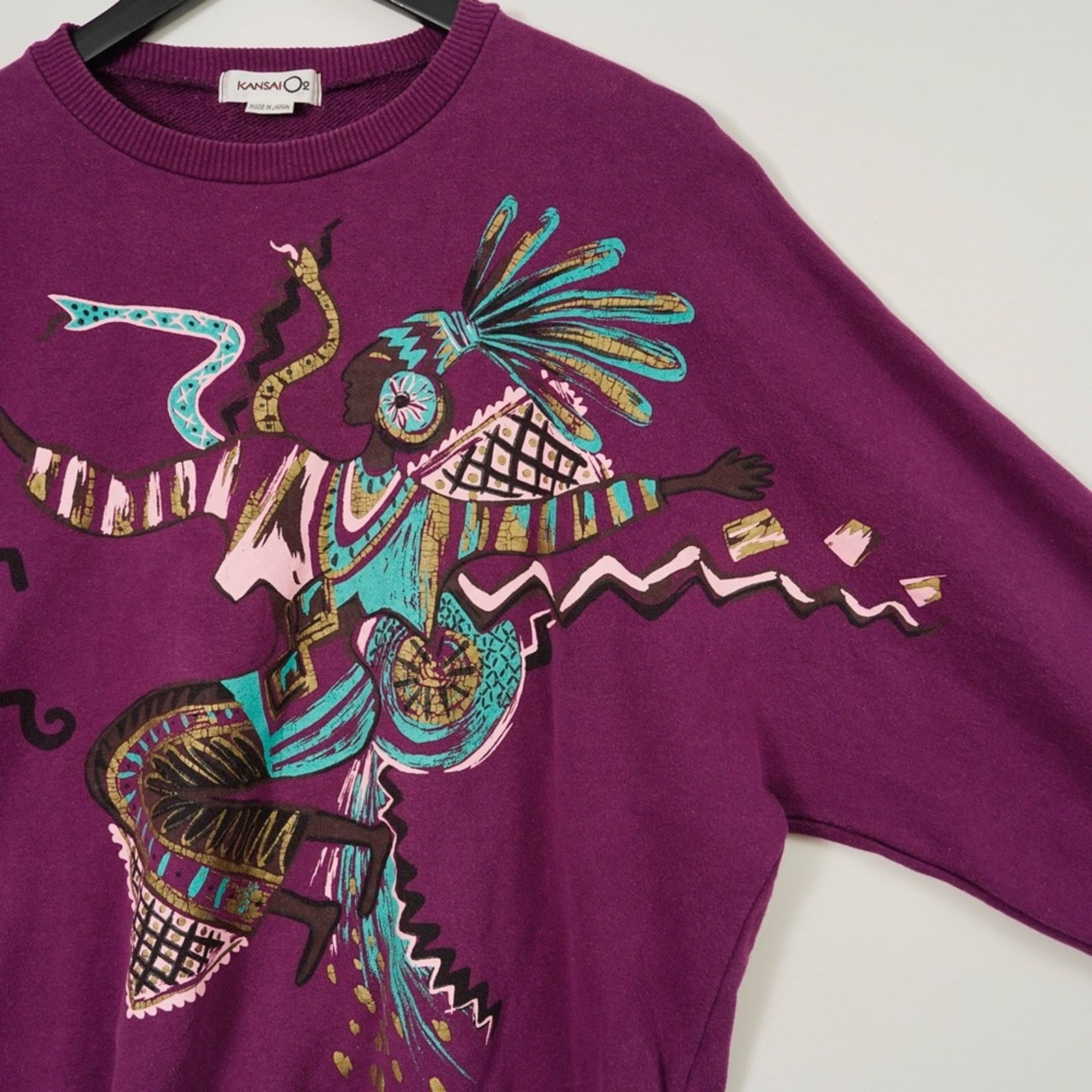 Kansai Yamamoto Kansai Yamamoto O2 Purple Tribal Sweatshirt Vintage Japan Size L / US 10 / IT 46 - 2 Thumbnail