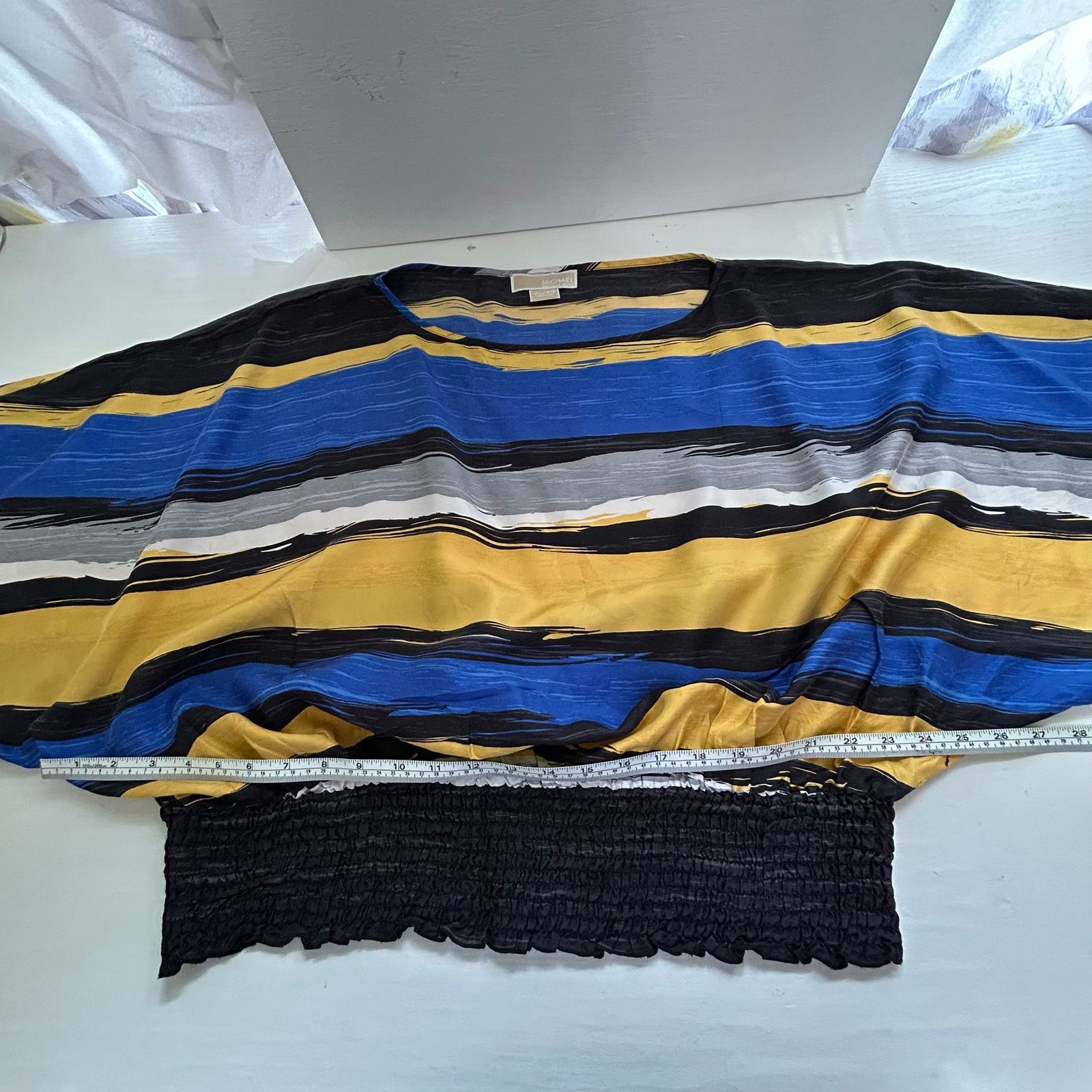 Michael Kors Michael Michael Kors Silk Blouse XL Yellow Blue Black Stripe Size XL / US 12-14 / IT 48-50 - 13 Thumbnail