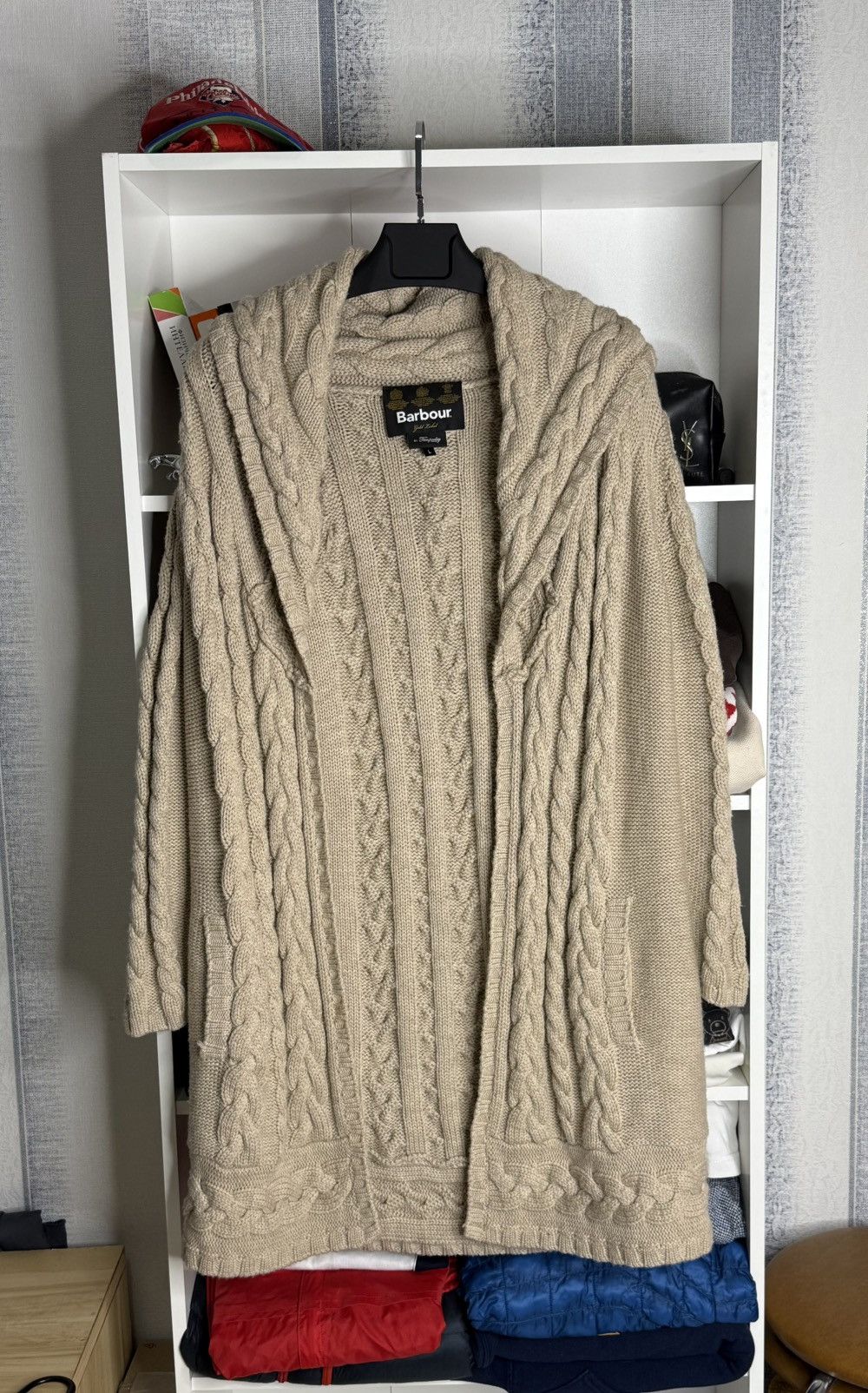 Barbour Barbour Gold Label Cable knit Beige Heavy cardigan wmns sz L Size L / US 10 / IT 46 - 2 Thumbnail