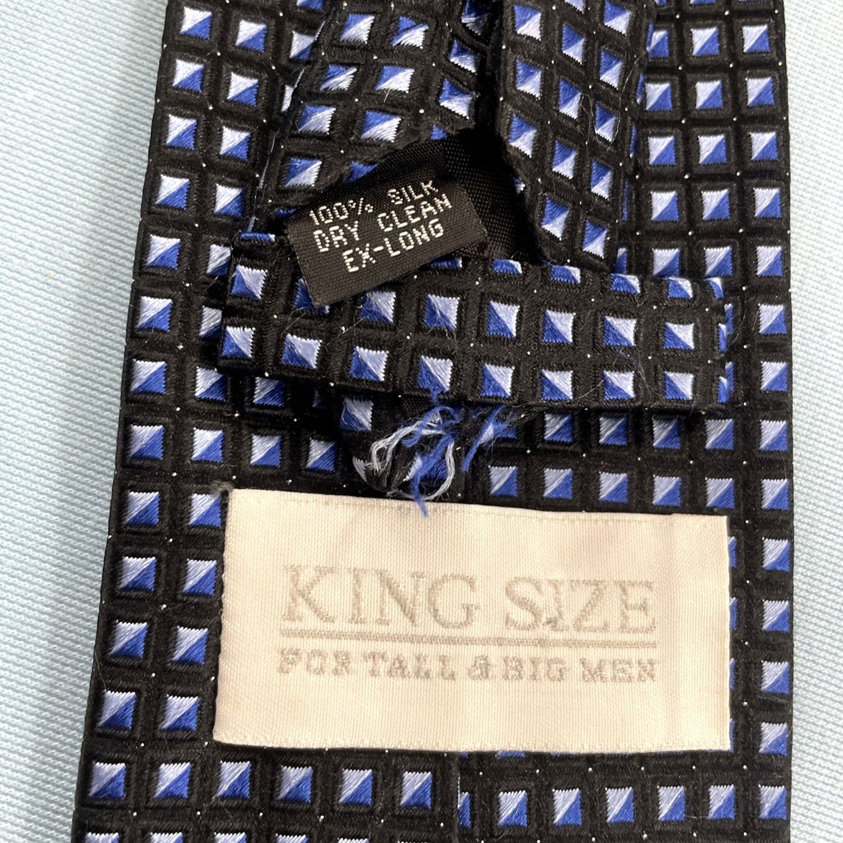 Vintage VINTAGE King Size Big and Tall Silk Tie Mens Geometric Cube Blue 65" Necktie 4" Width Stylish Designer Wedding Modern Colourful Polka Dots 1990s Mens Size ONE SIZE - 4 Thumbnail
