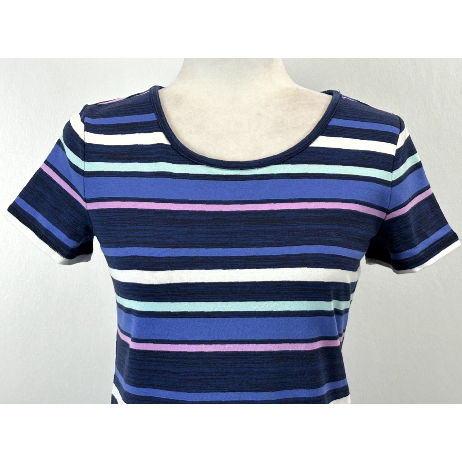 Talbots VINTAGE T By Talbots Striped Tshirt Dress P Petite VGUC Ruched Back Casual Shirt Dress Womens Size S / US 4 / IT 40 - 5 Thumbnail