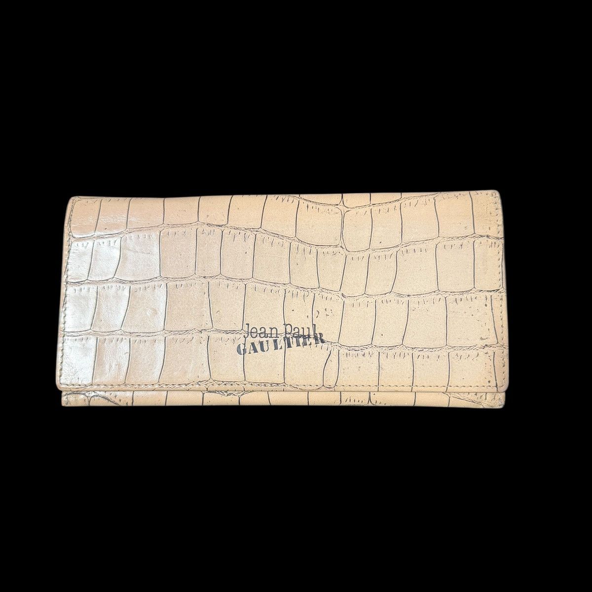 Jean Paul Gaultier Crocodile Wallet Cream Clutch Vintage