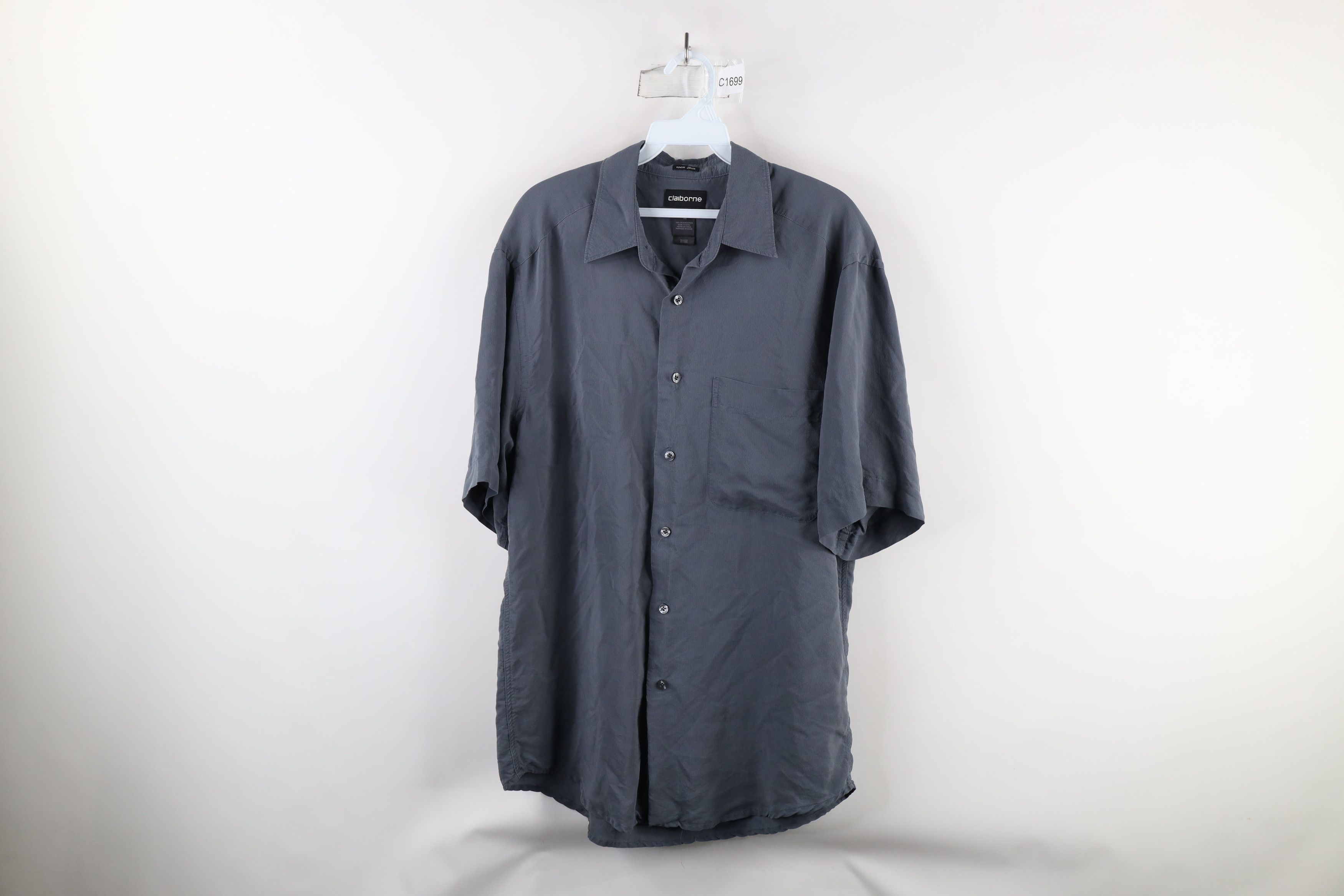 Vintage Vintage 90s Streetwear Short Sleeve Button Shirt Steel Blue Size US M / EU 48-50 / 2 - 1 Thumbnail