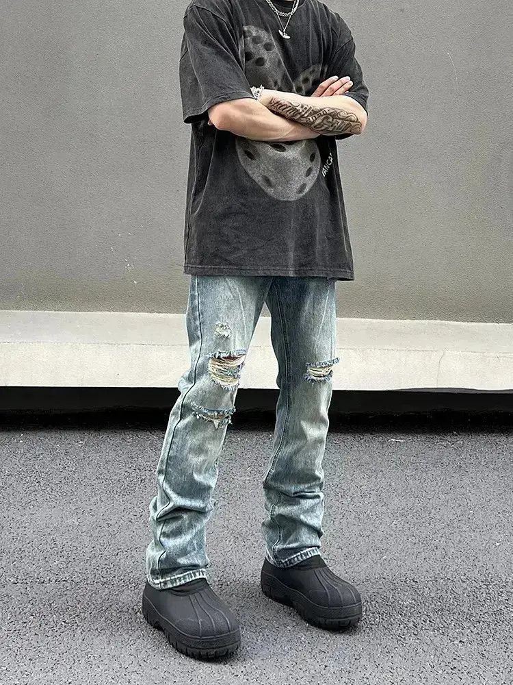 Japanese Brand Straight slim fit light distressed jeans Size US 32 / EU 48 - 5 Thumbnail