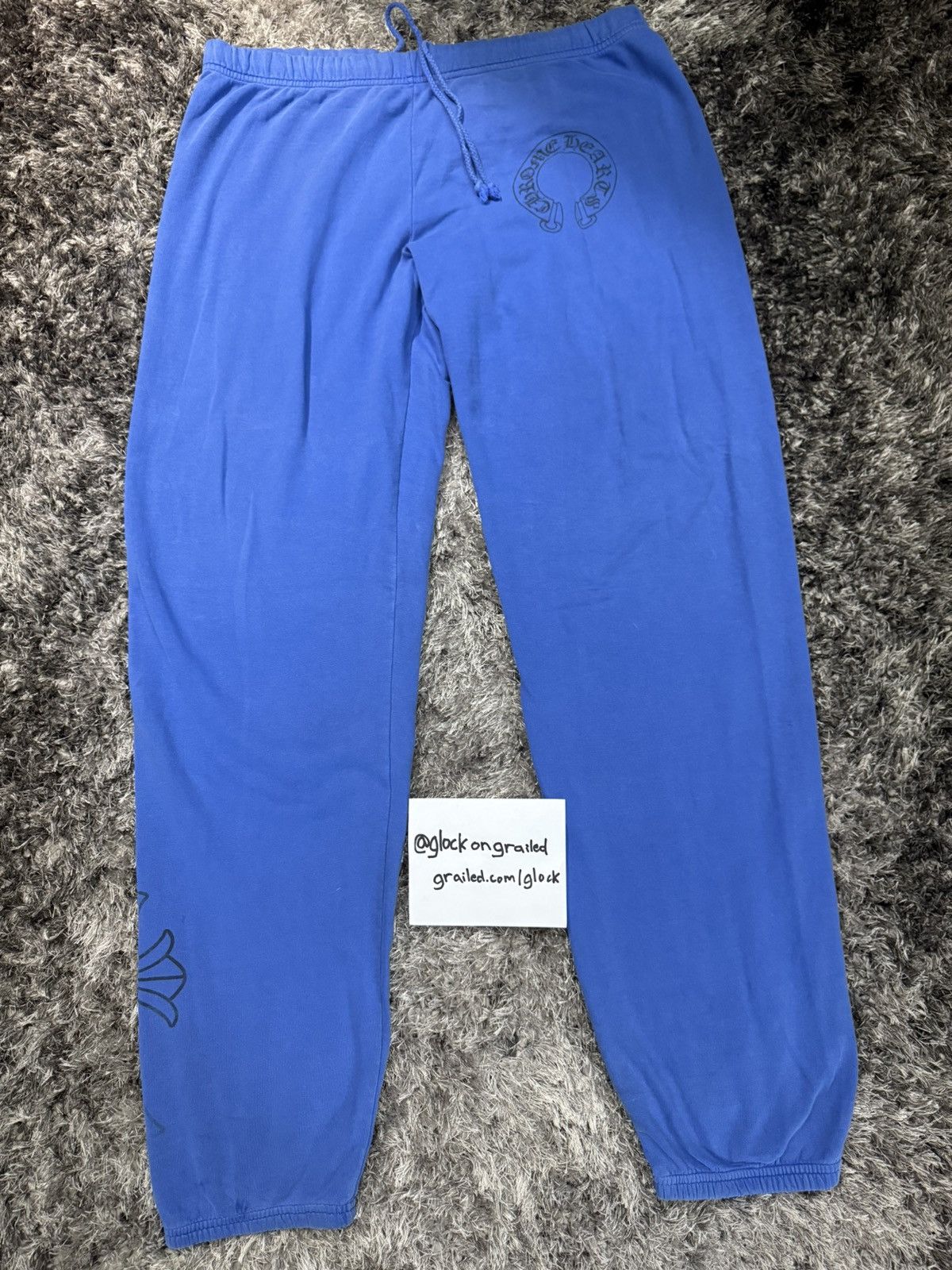 Chrome Hearts Chome Hearts Blue Horseshoe Logo Sweatpants Blue Vintage SzL Size US 34 / EU 50 - 1 Thumbnail