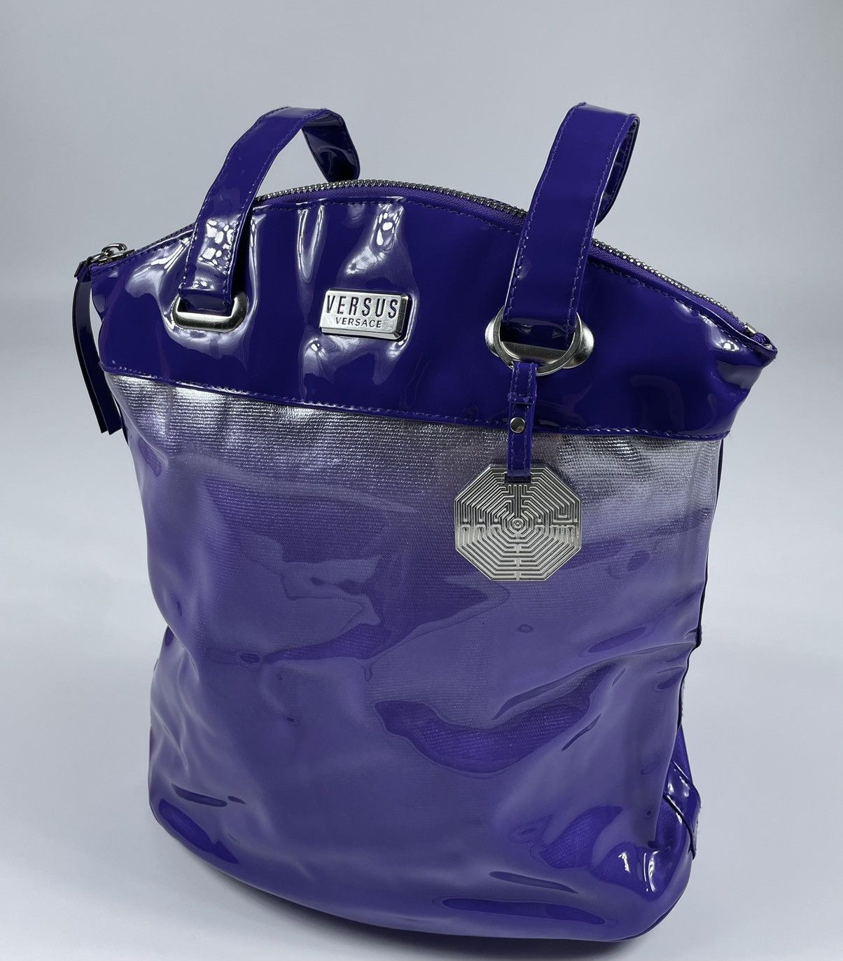 Versus Versace VERSUS Versace Purple and Metallic Silver Zippered Handbag Size ONE SIZE - 5 Thumbnail
