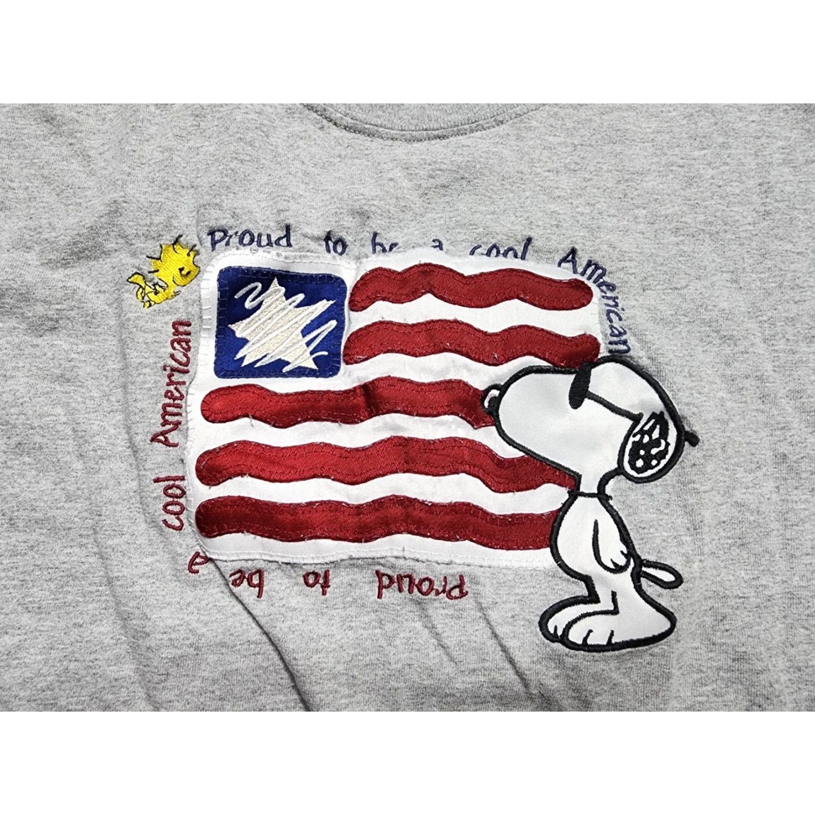 Peanuts VINTAGE Peanuts Collection T-Shirt Mens M Snoopy Woodstock USA Flag Gray Cotton Blend Short Sleeve Crew Neck Size US M / EU 48-50 / 2 - 2 Thumbnail