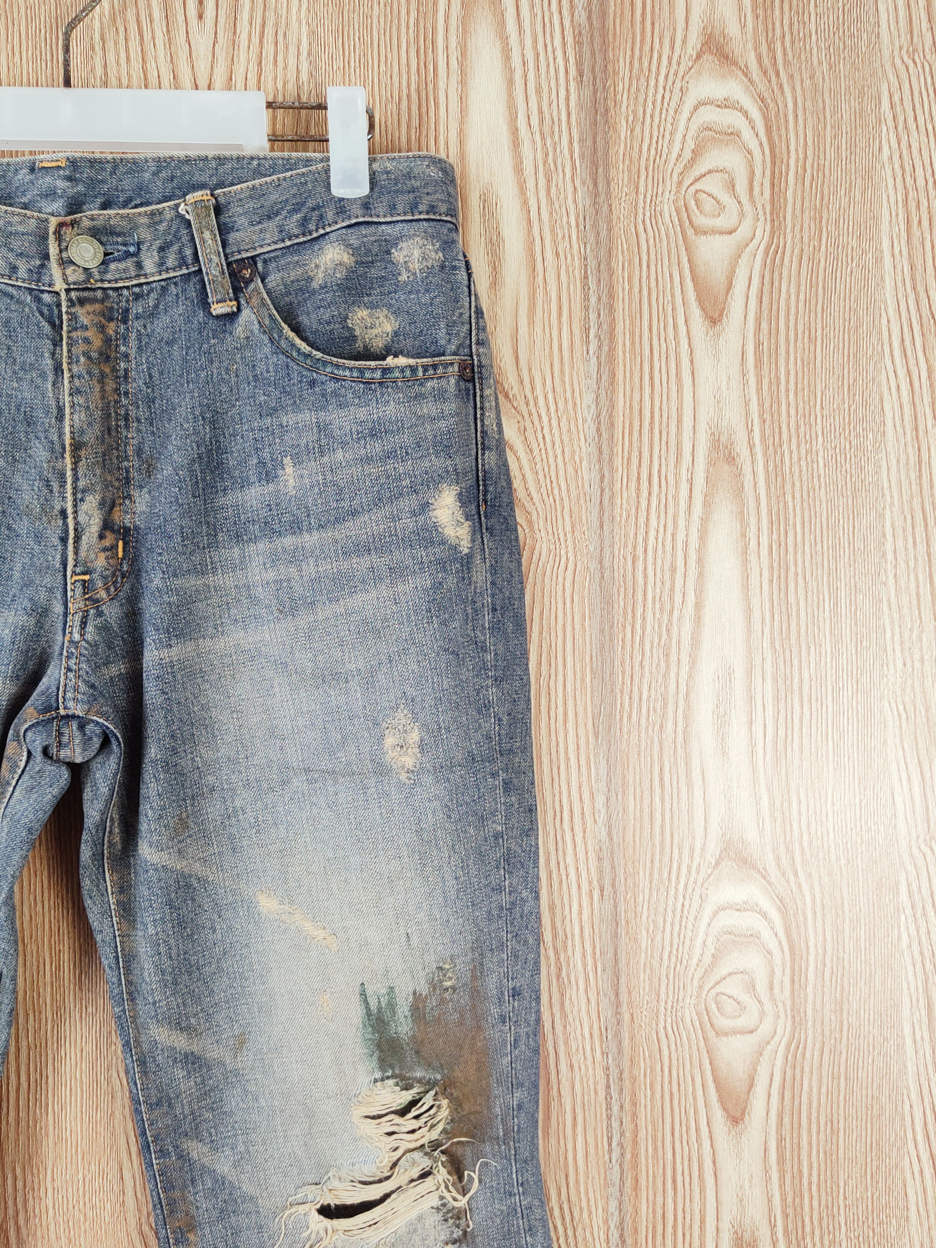 Japanese Brand Blue Way Dark Blue Faded Distressed Ripped Jeans #W784 Size US 32 / EU 48 - 5 Thumbnail