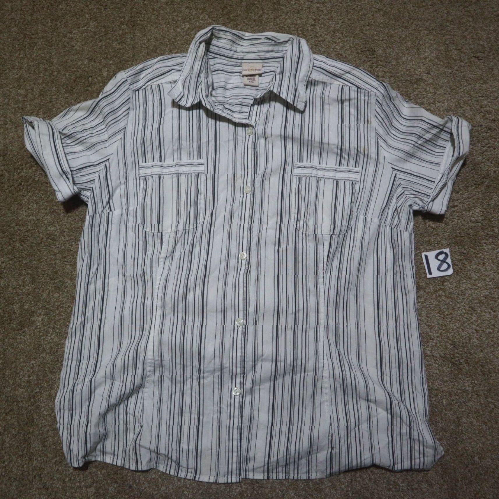 Vintage Covington Shirt White Striped Tunic Top Blouse Adult XL Size XL / US 12-14 / IT 48-50 - 2 Thumbnail