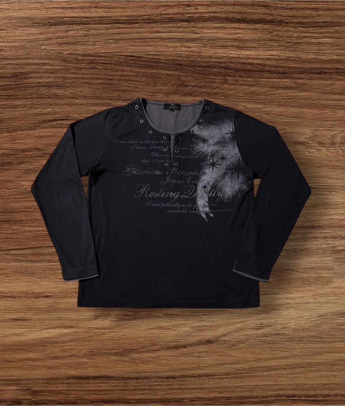 Japanese Brand Vintage Japanese Brand SPINASH Poem Long Sleeve T-Shirt Size US M / EU 48-50 / 2 - 1 Thumbnail