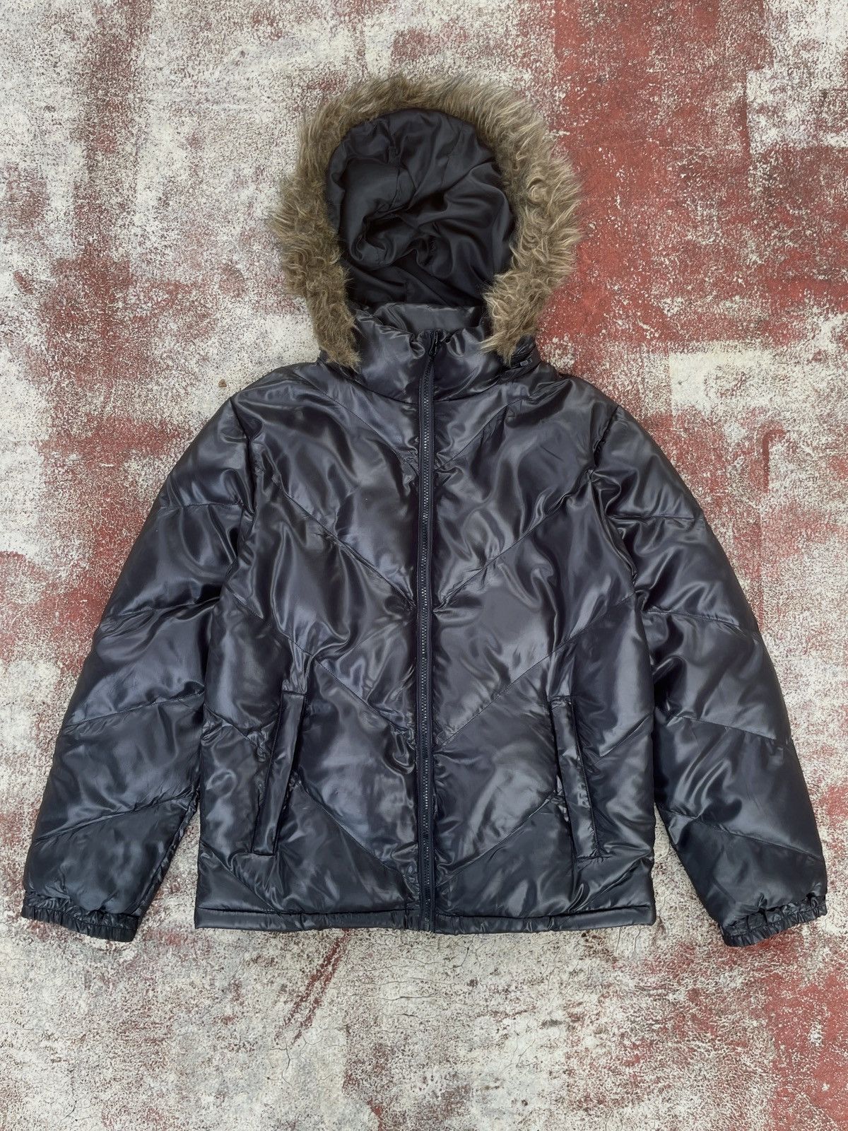 Japanese Brand 2000s Japanese arcive Fur Puffer Jacket Nylaus Black Gothic Size US L / EU 52-54 / 3 - 2 Thumbnail