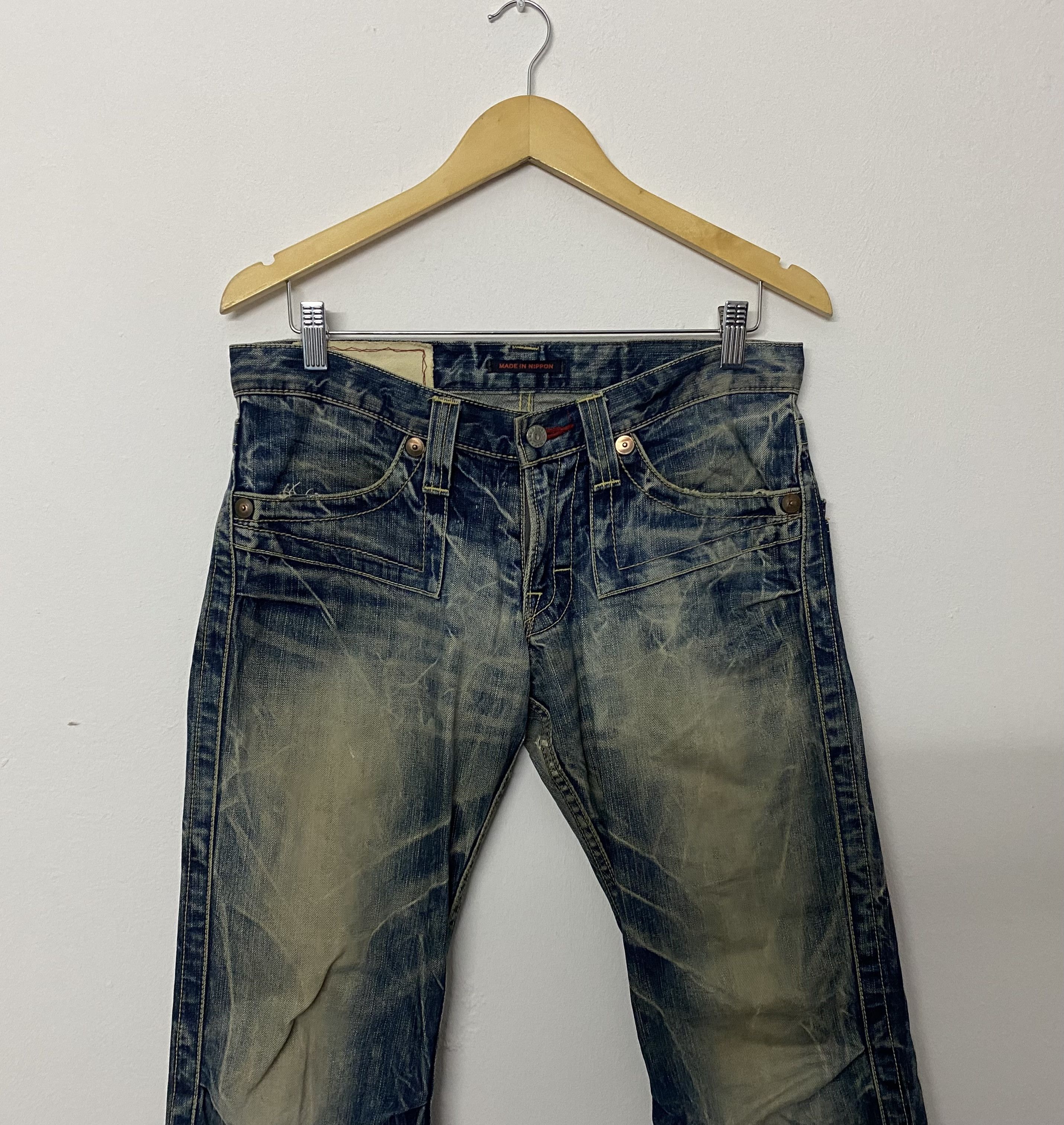 Japanese Brand Vintage Blue Way Acid Wash Flare Bootcut Jeans Size US 33 - 3 Thumbnail