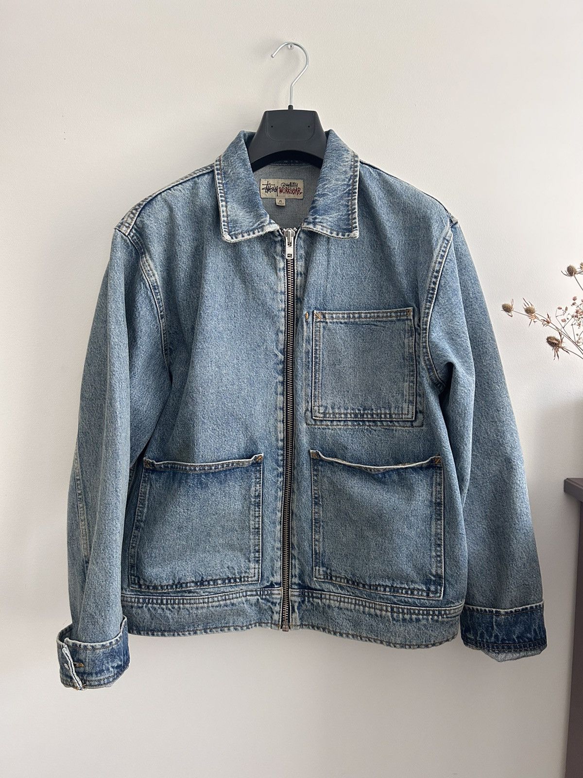 image of Stussy Denim Work Jacket in Blue, Men's (Size Medium)