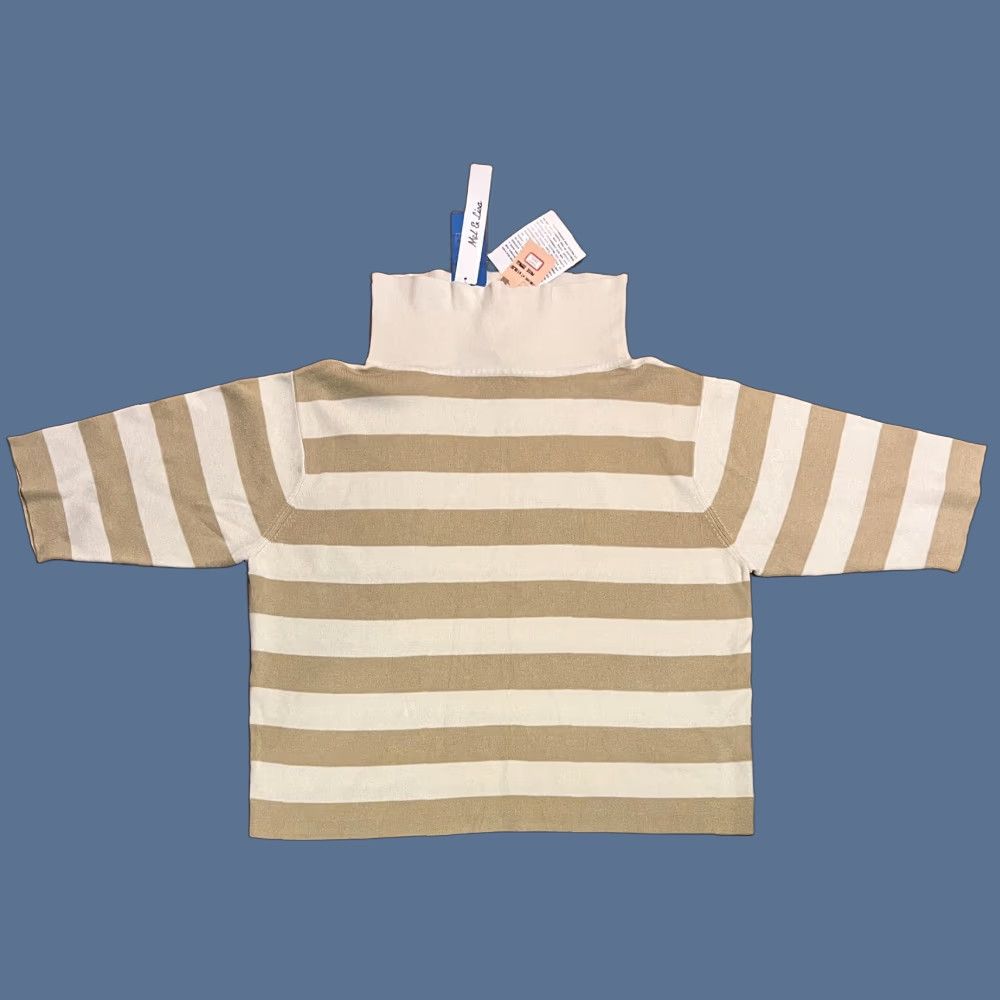 Melissa VINTAGE Mel & Lisa Sweater Turtleneck Crop Women’s Large Beige White Striped Size L / US 10 / IT 46 - 1 Thumbnail