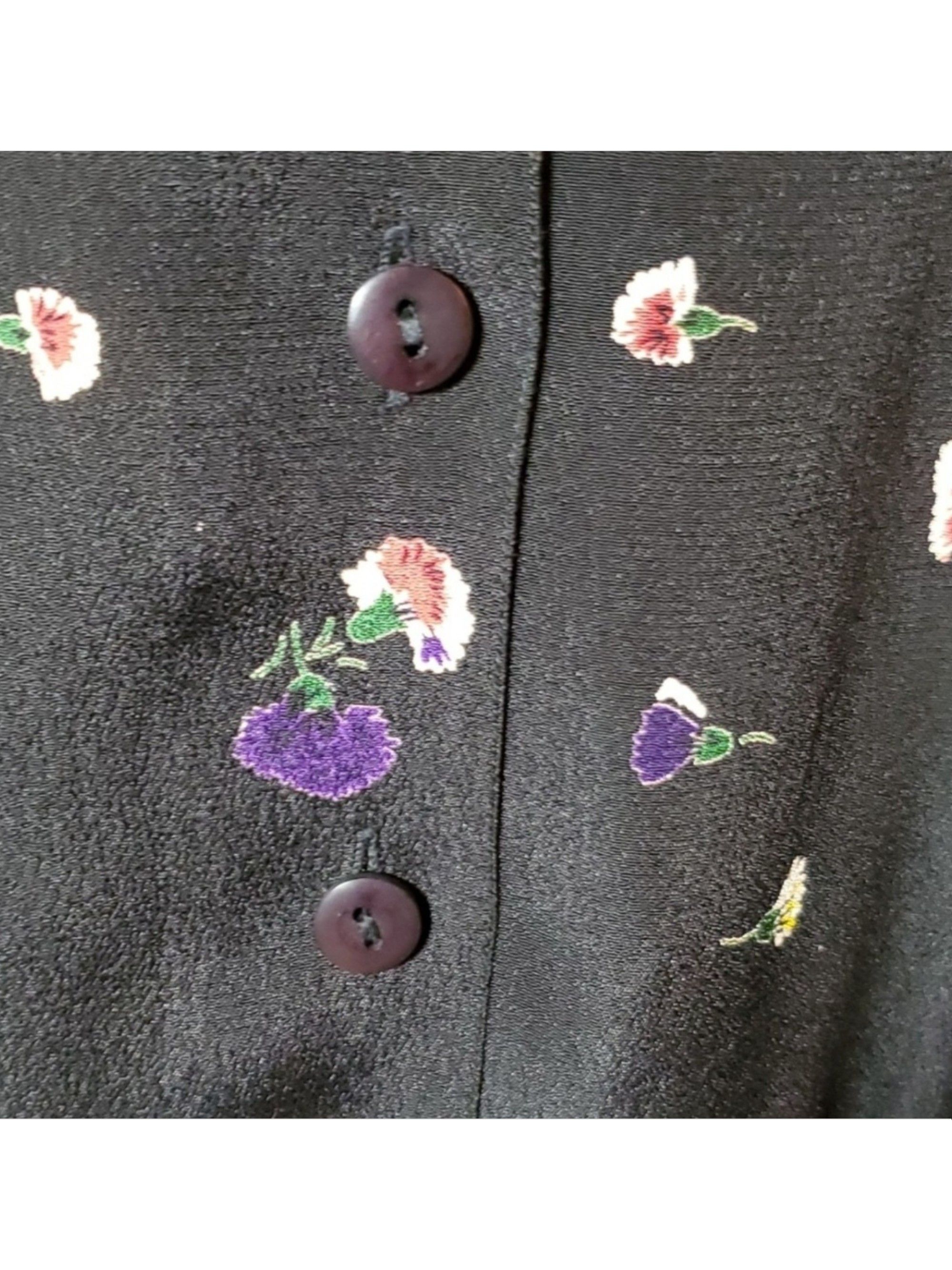 Warehouse Warehouse Size M Skirt Vintage Black Chiffon Flowers Ditzy Size 32" / US 10 / IT 46 - 8 Thumbnail