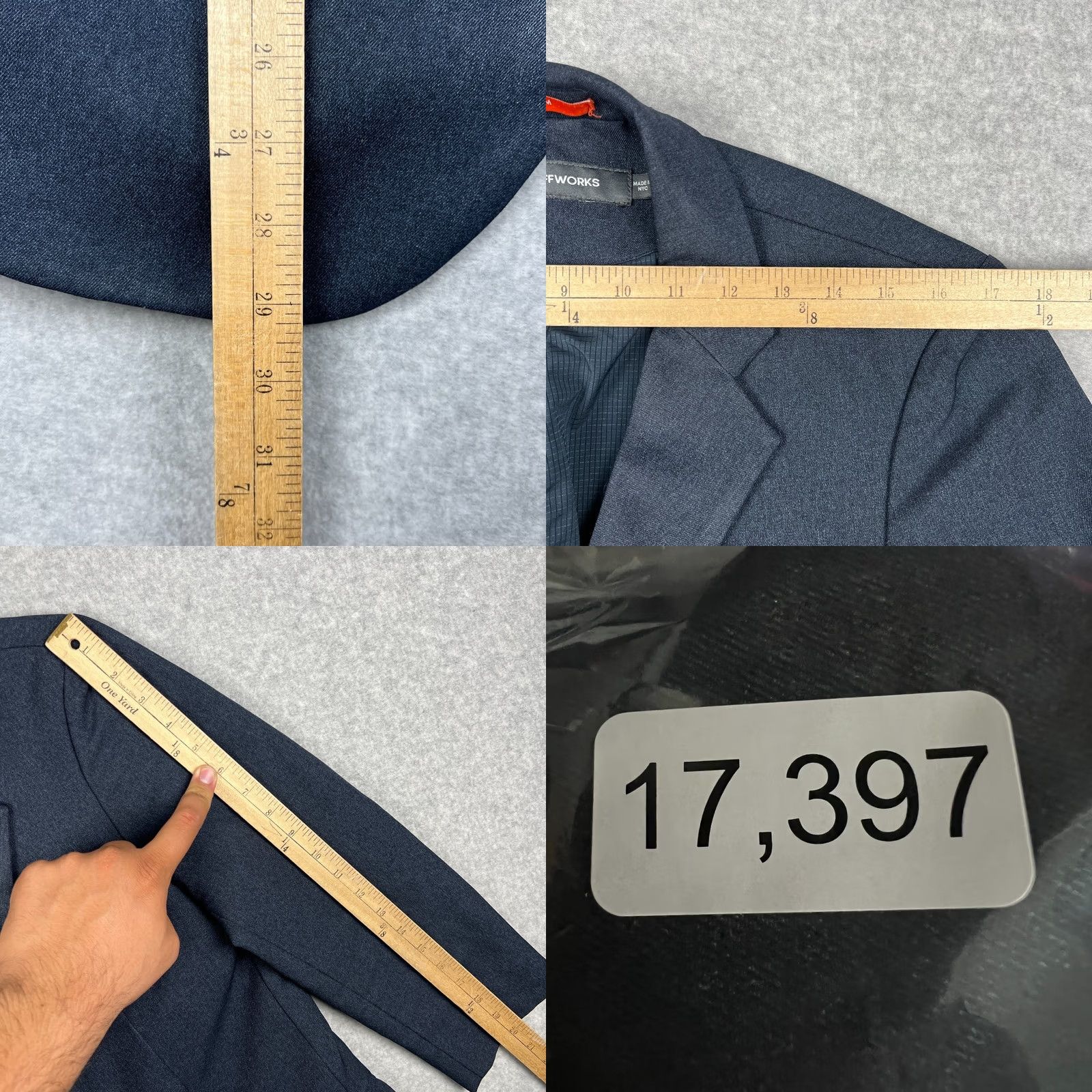 Vintage Bluffworks Gramercy Performance Stretch Blazer Sport Coat 38R Slim Men Blue READ Size 38R - 8 Thumbnail