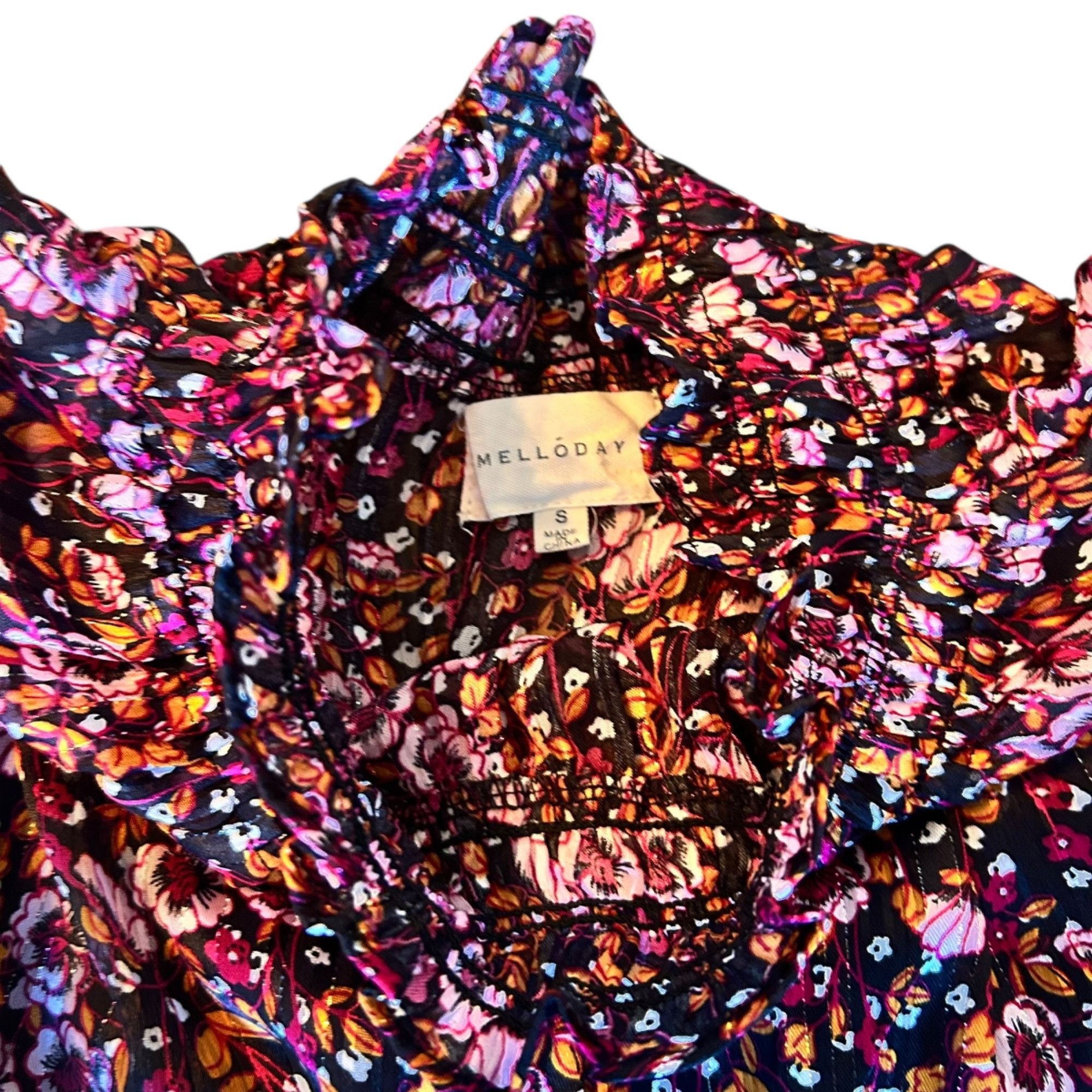 Other Melloday Floral Metallic Woven Feminine Romantic Flutter Sle Size S / US 4 / IT 40 - 4 Thumbnail