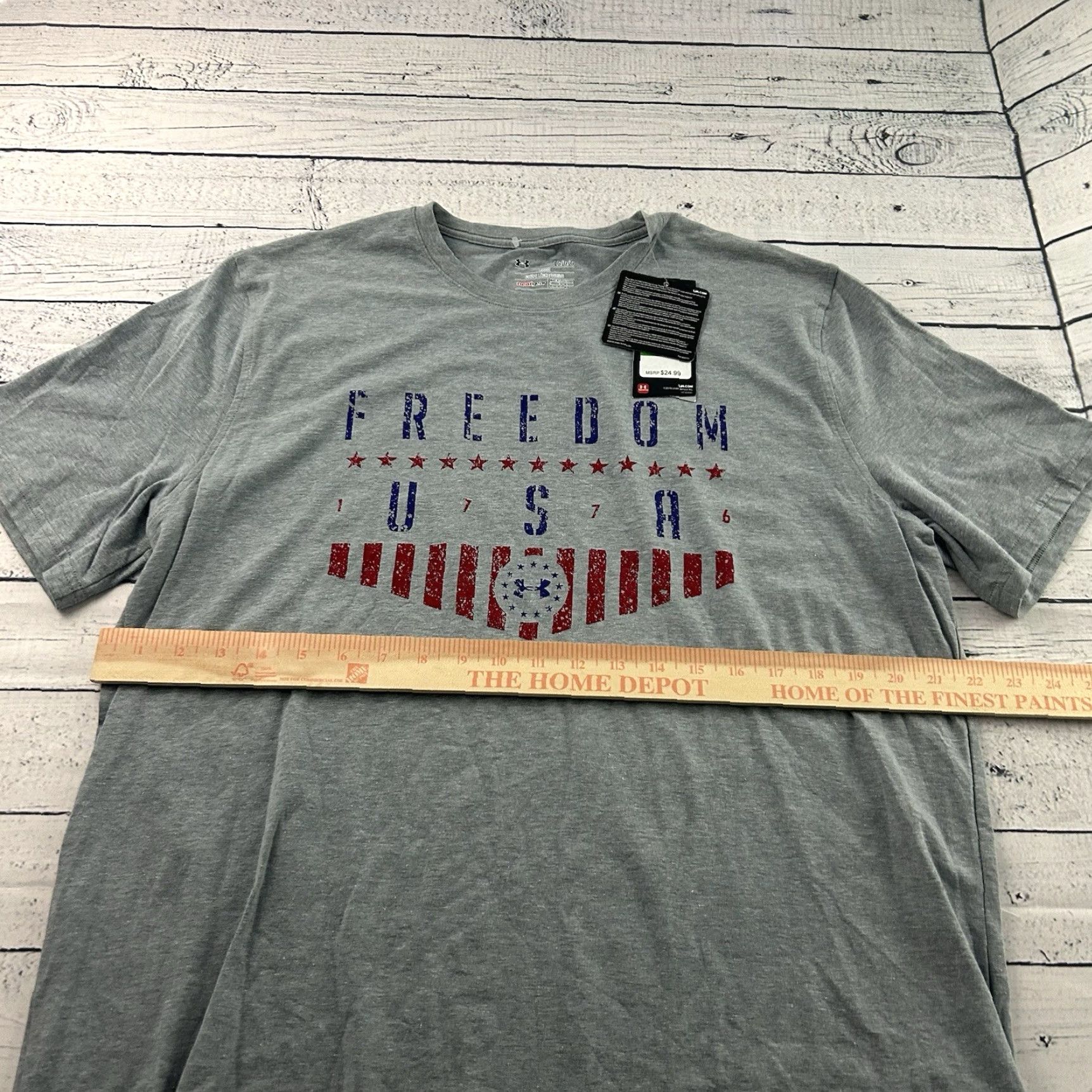 Under Armour NEW Under Armour HeatGear Freedom USA Short Sleeve T Shirt Mens Large Gray Size US L / EU 52-54 / 3 - 3 Thumbnail