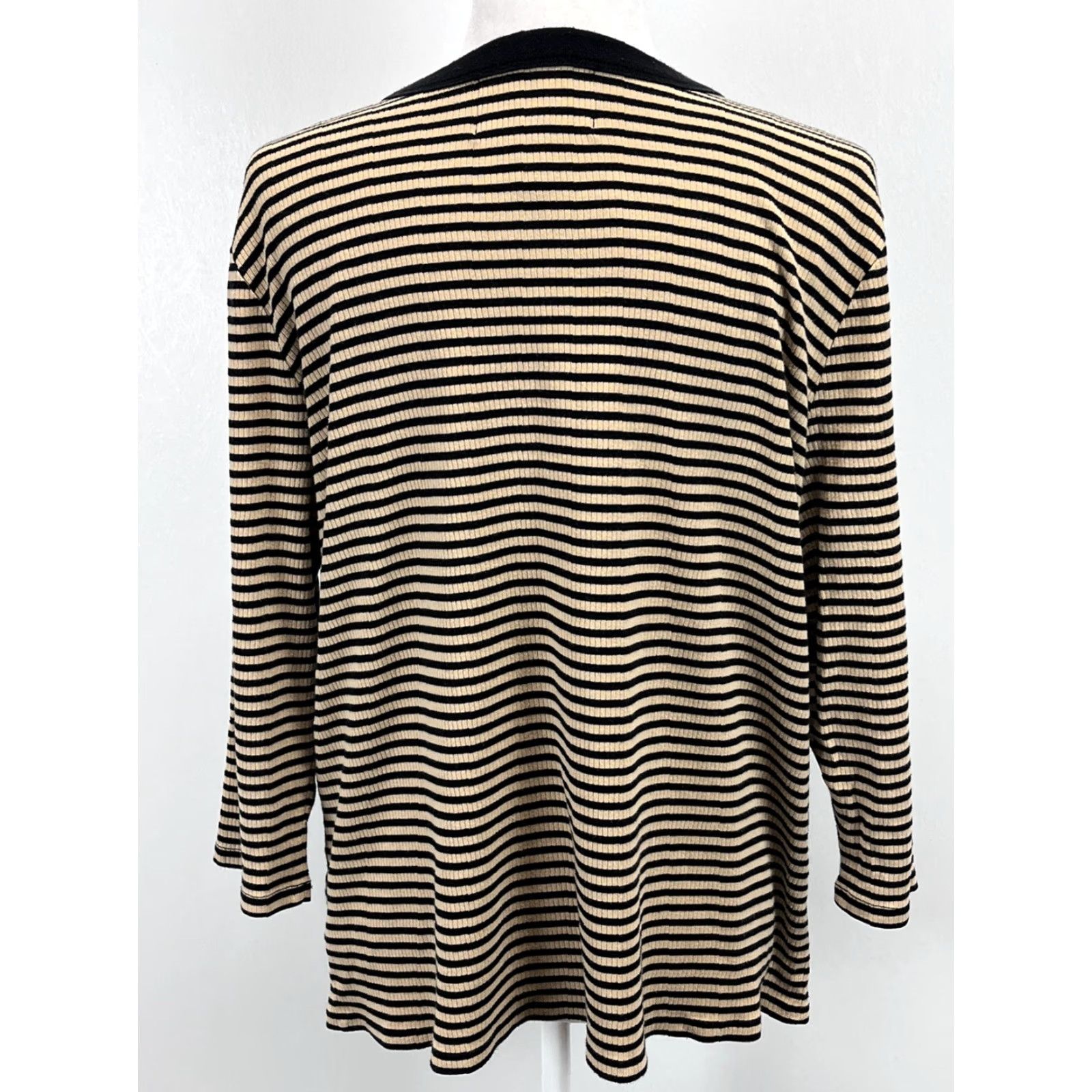 Ralph Lauren VINTAGE Ralph Lauren LRL Black Label Henley Shirt Plus Size 2X Black & Tan Ribbed Womens Size XXL / US 16-18 / IT 52-54 - 3 Thumbnail