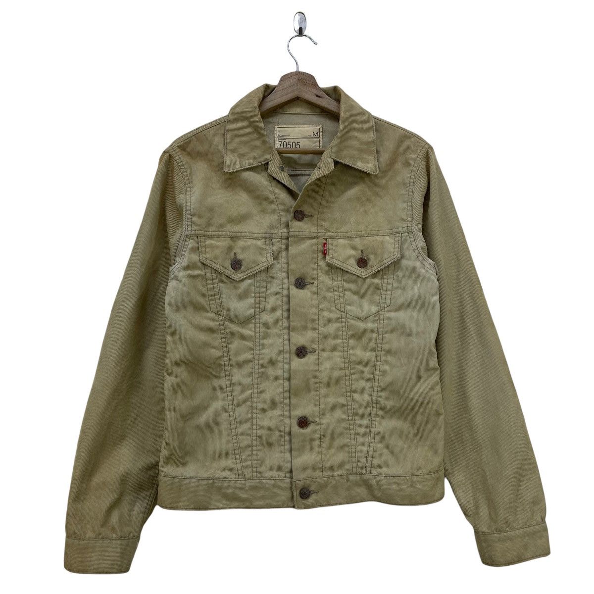 image of Vintage Levis Corduroy Jacket in Cream, Men's (Size Medium)