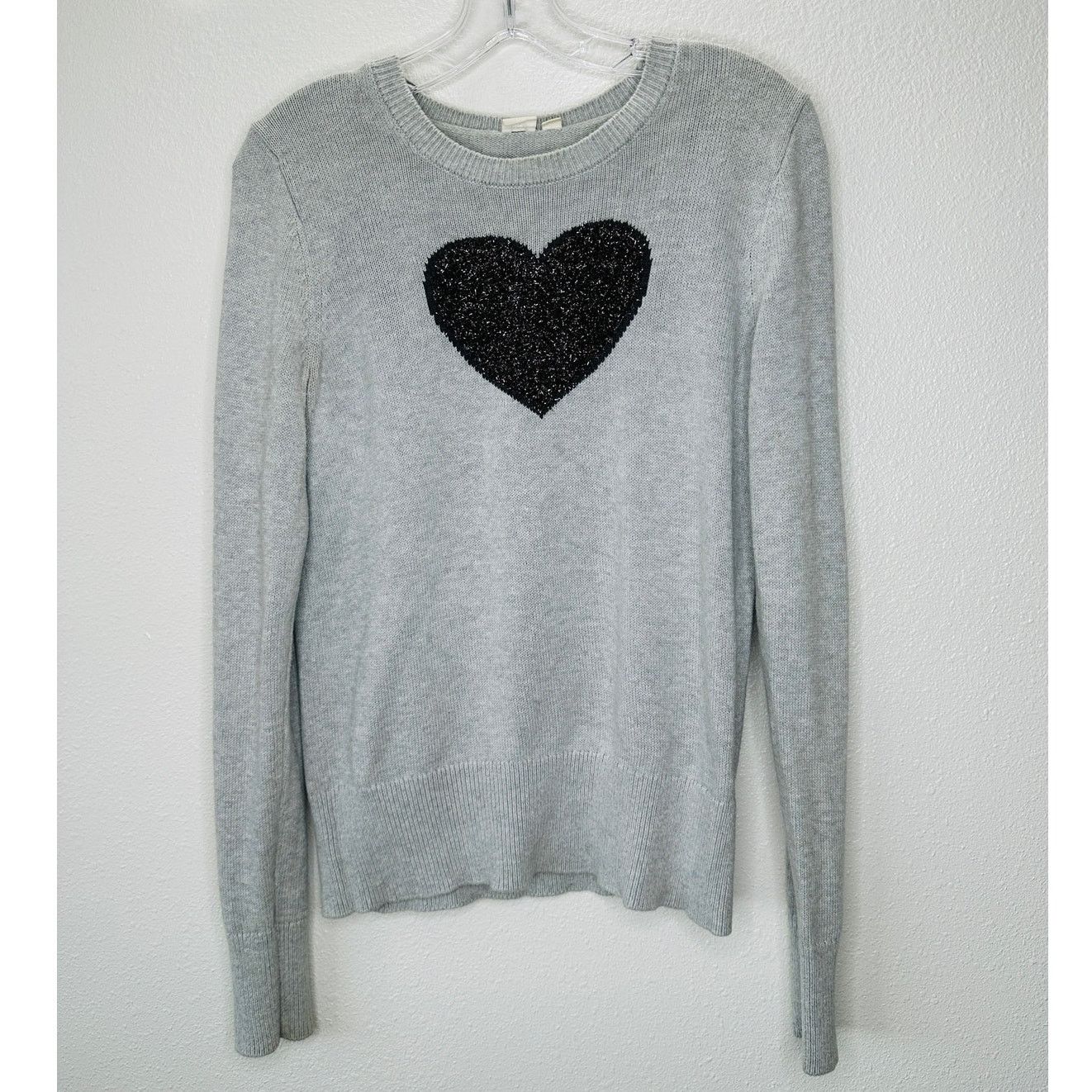 Gap Gap Gray Metallic Heart Crewneck Long Sleeve Sweater S Size S / US 4 / IT 40 - 2 Thumbnail