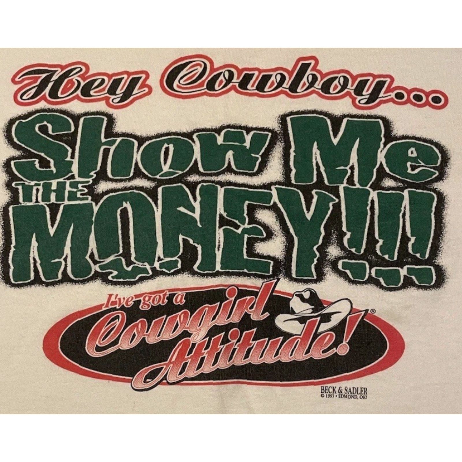 Vintage Vtg 90s Cowgirl Attitude Faded Cropped Shirt White - Single Stitch T-Shirt Womens One Size Cowgirl Joke Vintage 80s 90s Fashion Size ONE SIZE - 3 Thumbnail