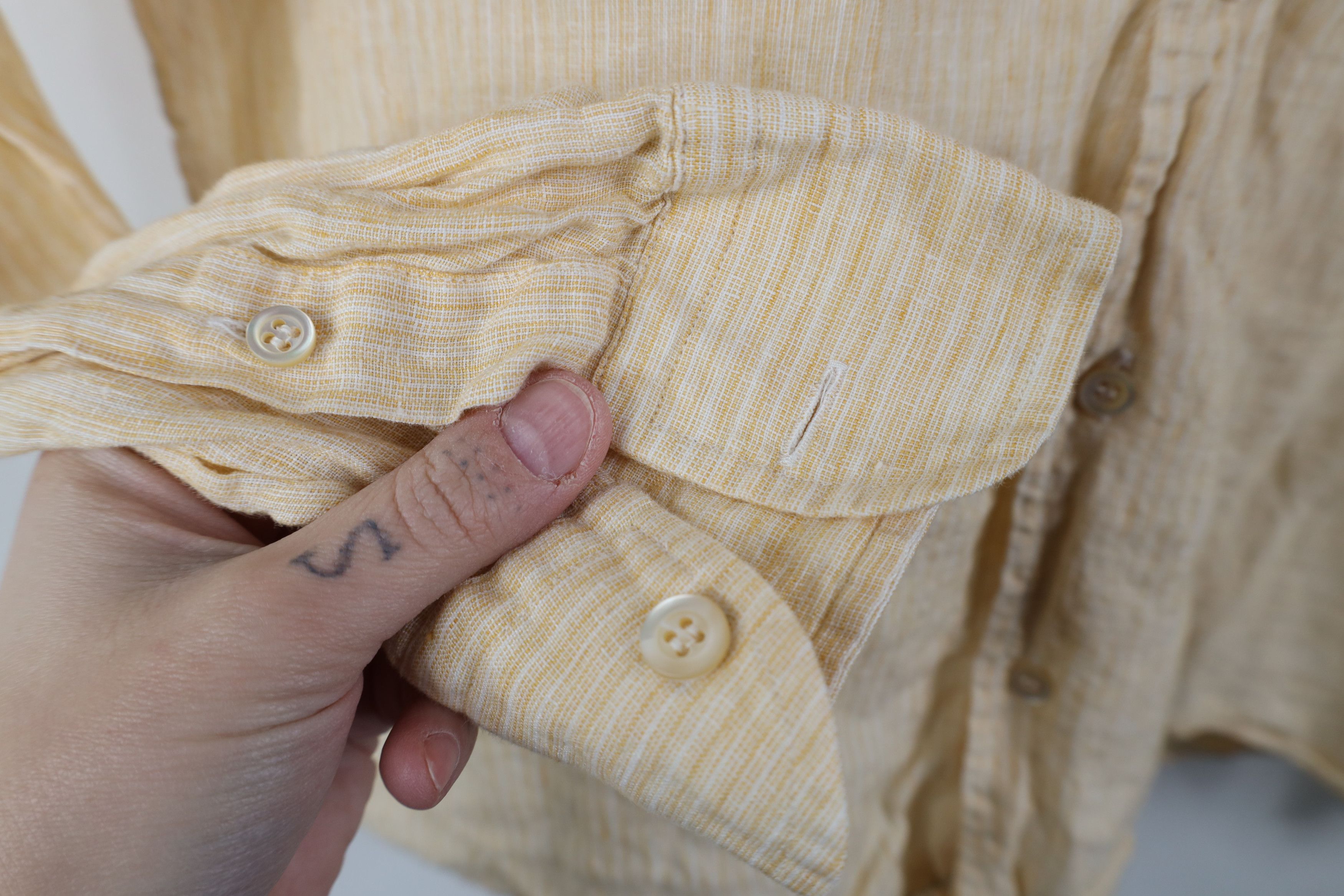 Ermenegildo Zegna Ermenegildo Zegna Linen Striped Collared Button Shirt Orange Size US M / EU 48-50 / 2 - 8 Thumbnail