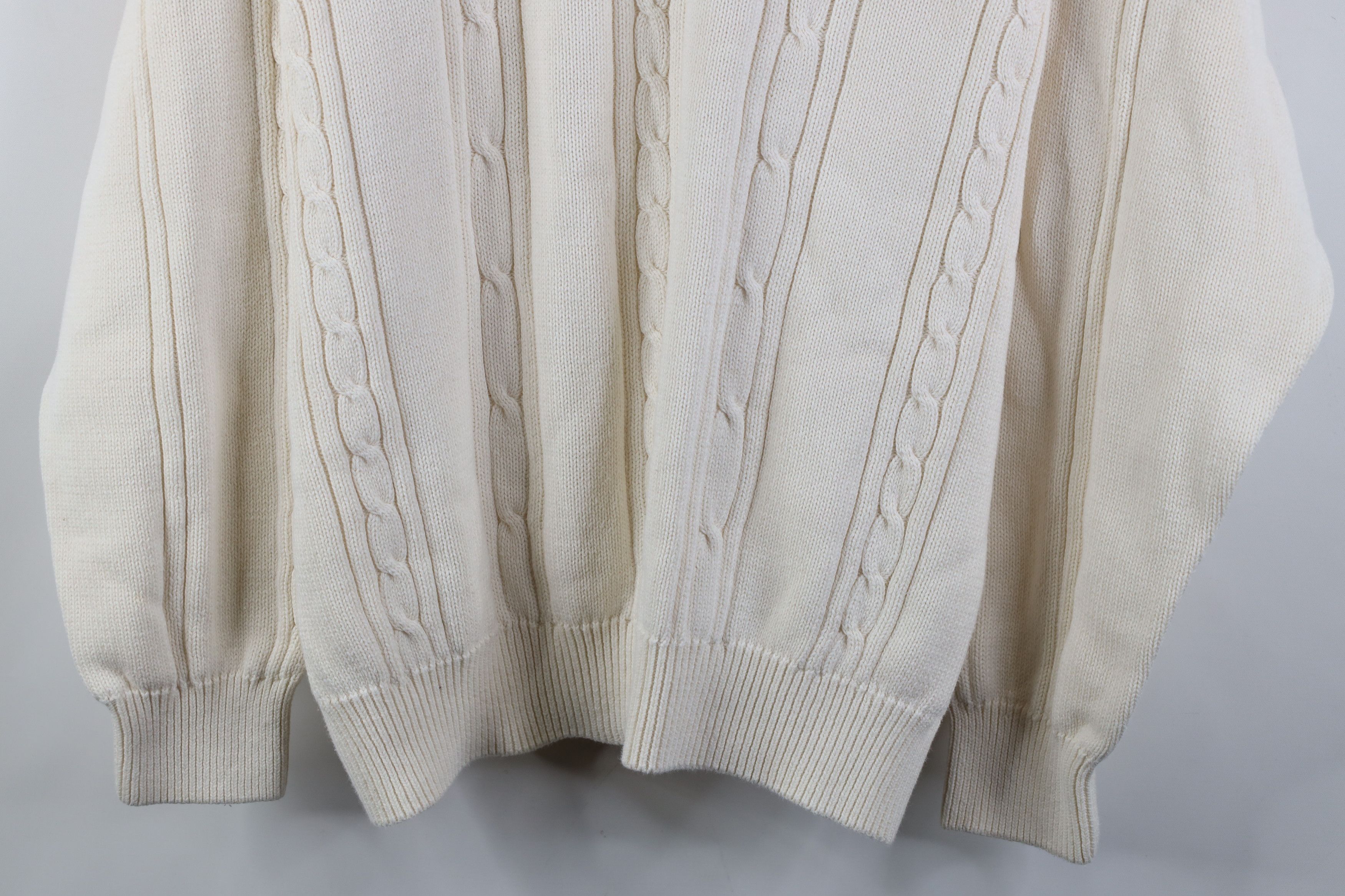 Izod Vintage 90s Izod Ribbed Cable Knit Crewneck Sweater Cream Size US XL / EU 56 / 4 - 3 Thumbnail