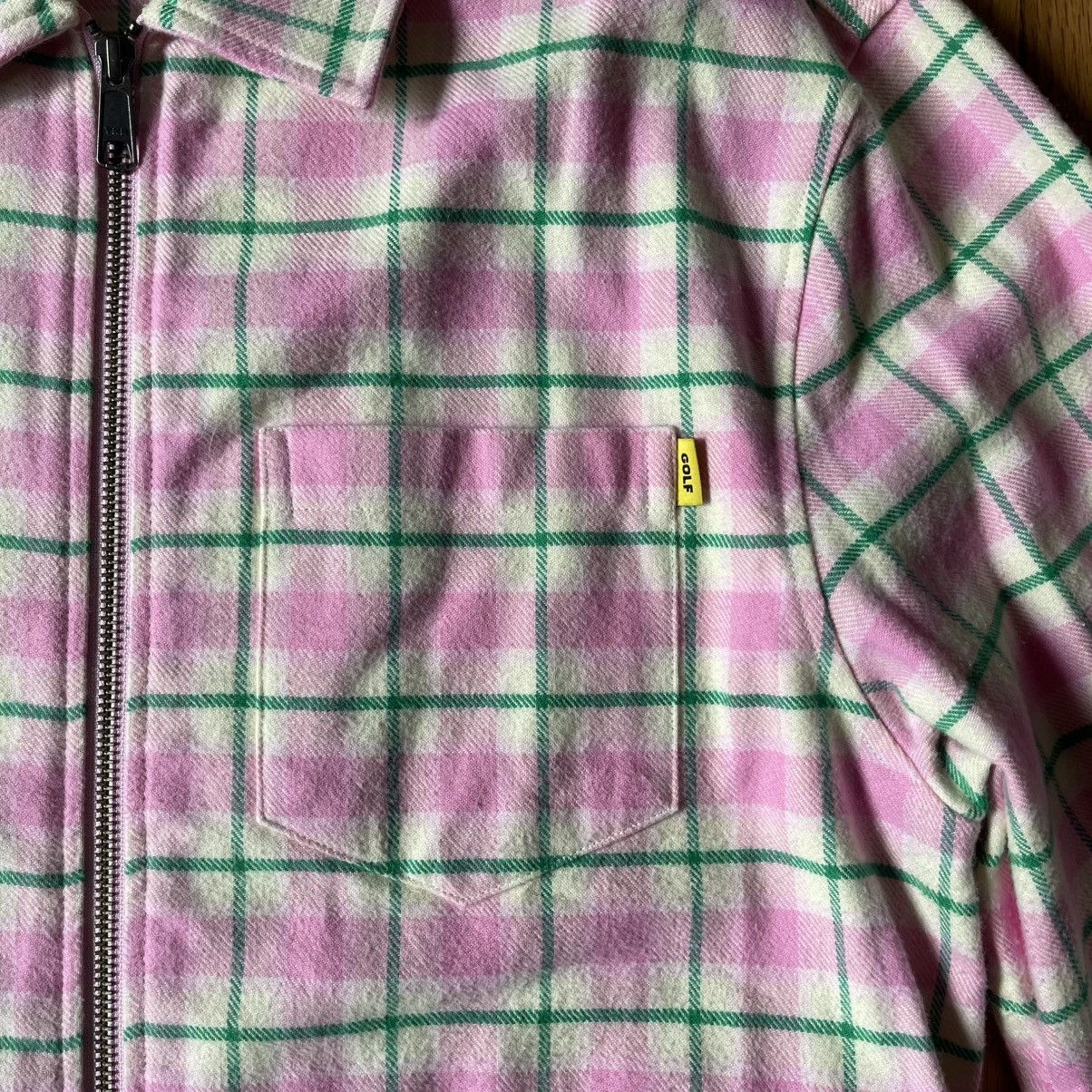 Golf Wang Pink and green plaid flannel jacket | Grailed