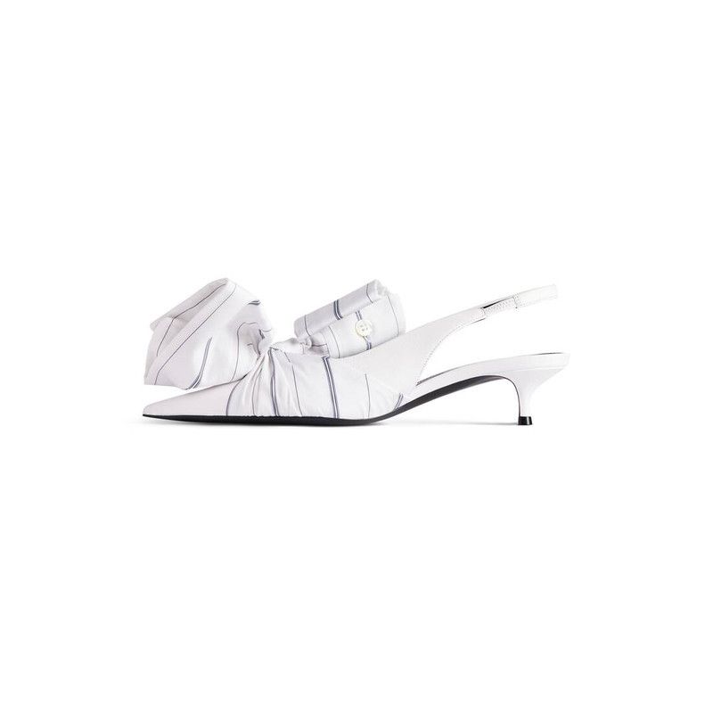 Balenciaga o1w1db10526 Knife Chemise 40mm Slingback in White Size US 10 / IT 40 - 4 Thumbnail