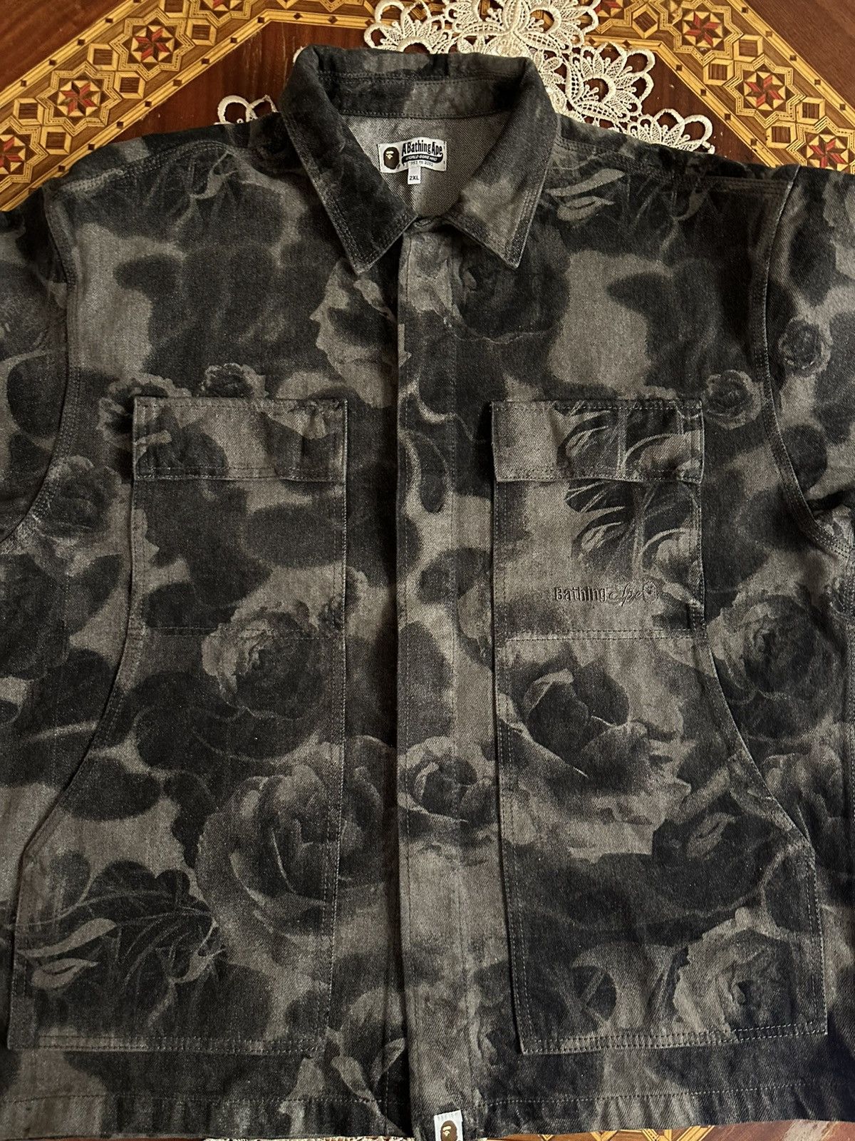 Bape Floral Camo Jacquard 13oz Denim Work Jacket Size US XXL / EU 58 / 5 - 2 Thumbnail