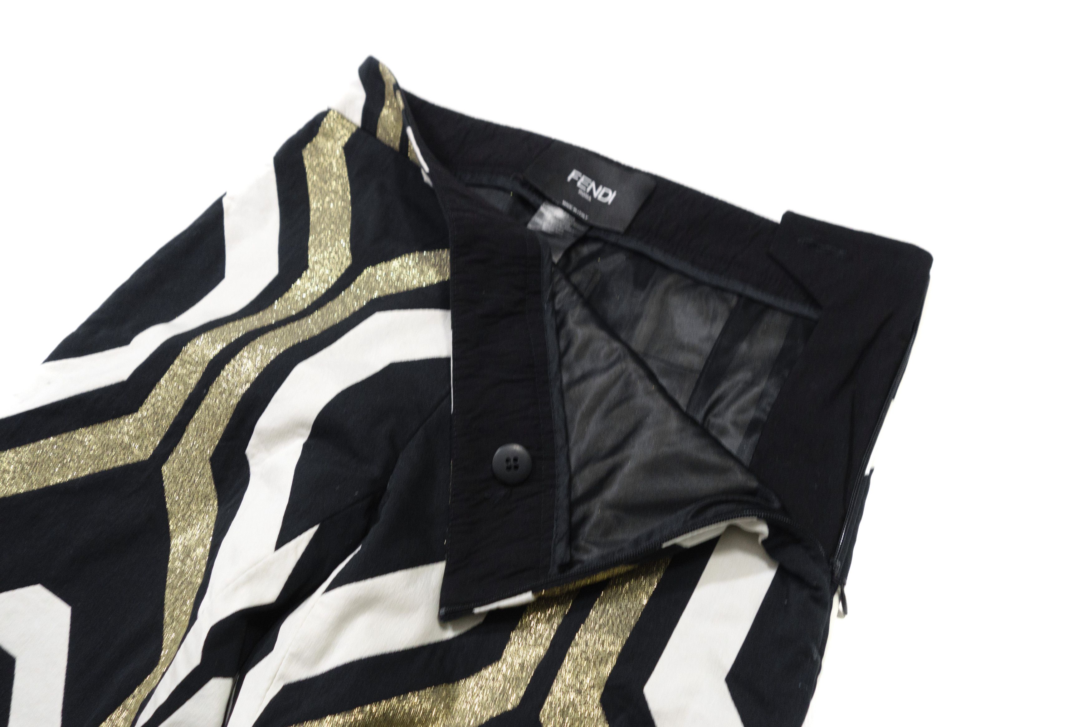 Fendi Metallic Jacquard Geometric Hexagon Trousers Size 27" / US 4 / IT 40 - 7 Thumbnail